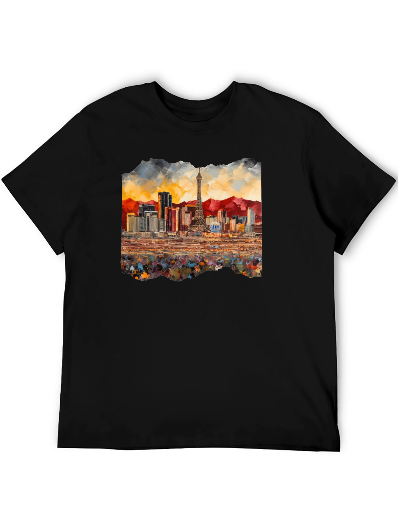 Black Las Vegas Skyline Black T-Shirt view 5