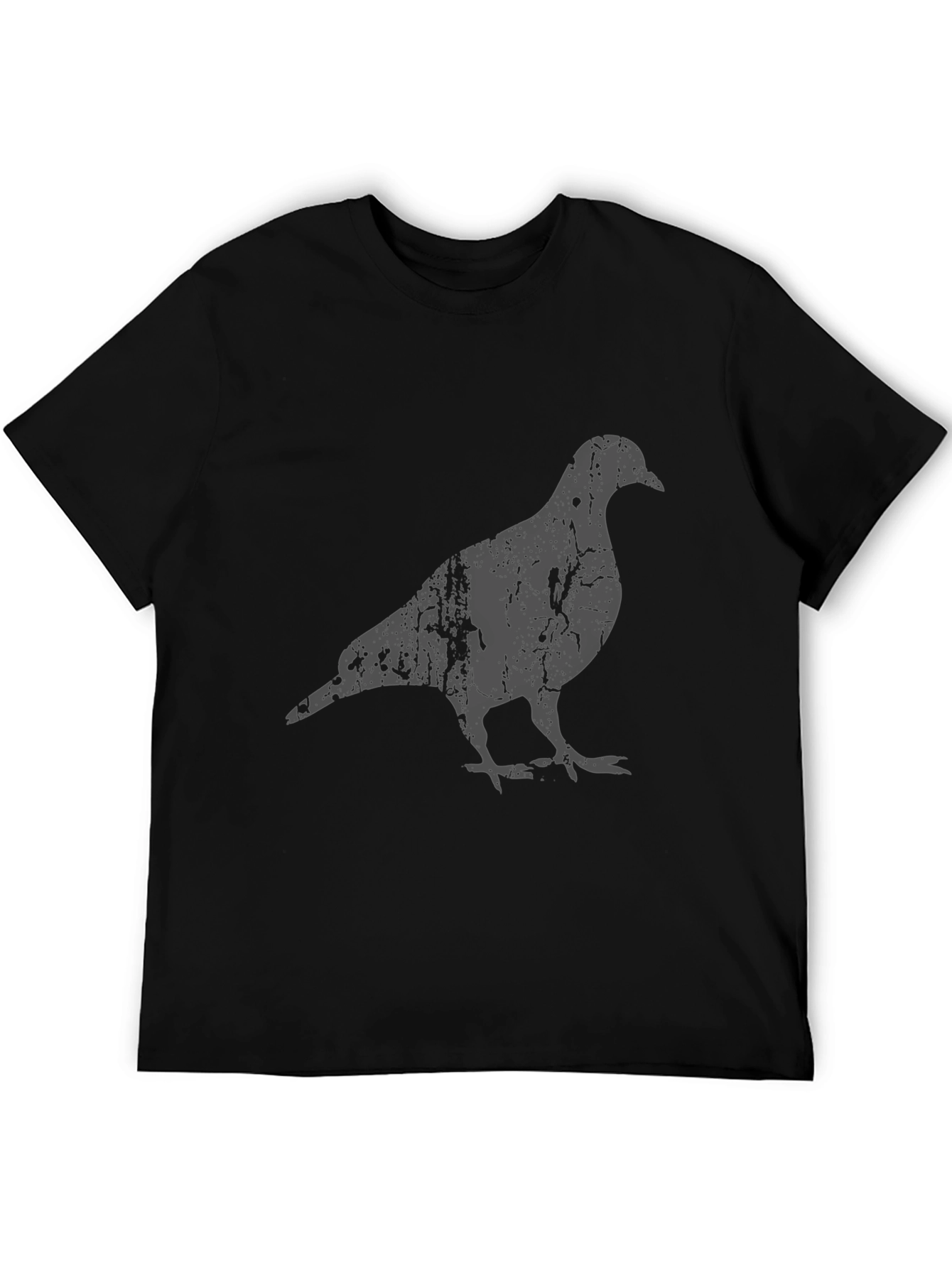 Black Distressed Pigeon Graphic Tee - Men's Black T-Shirt view 5