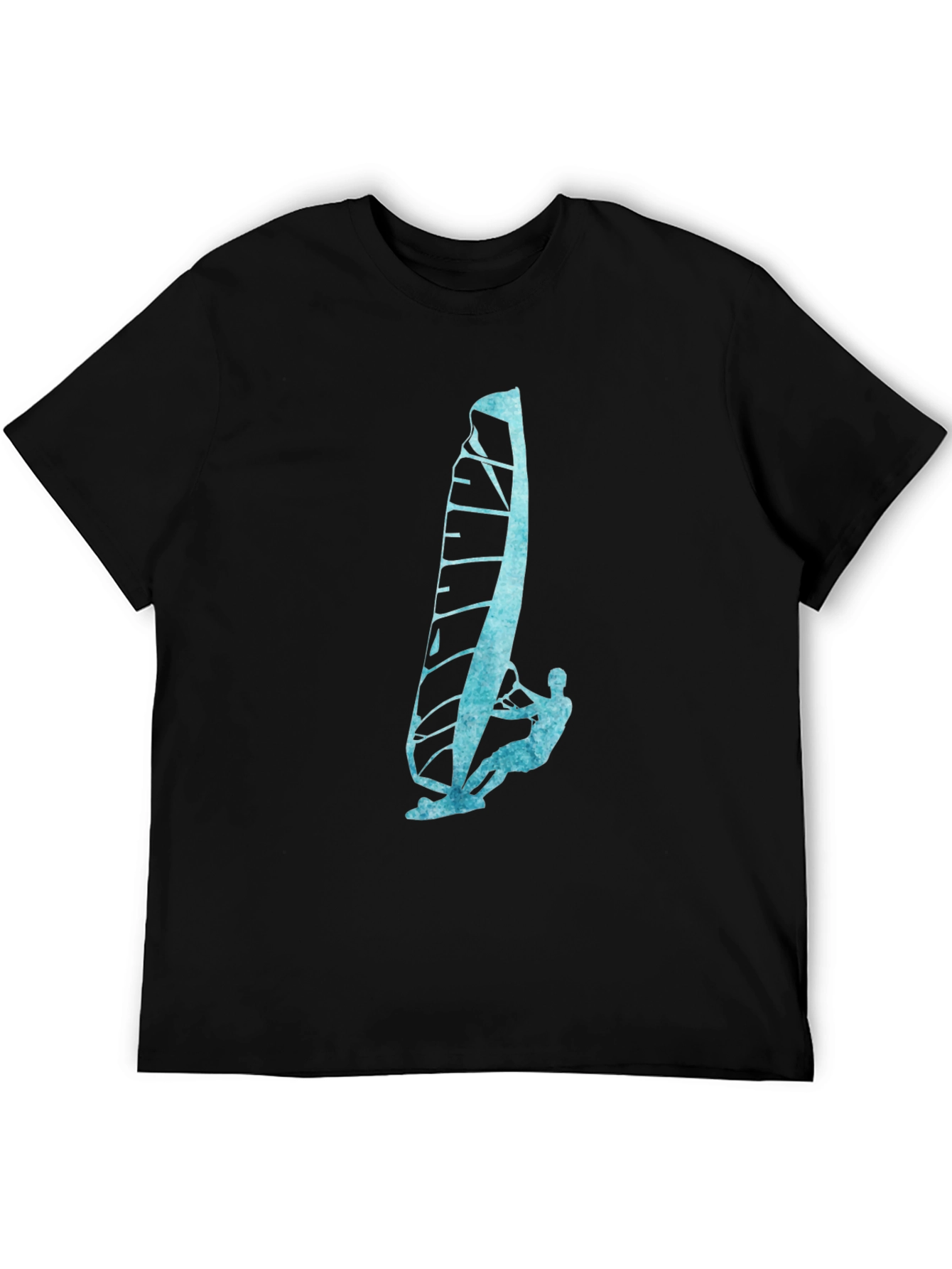 Black Windsurfer Graphic Tee - Black Cotton Blend T-Shirt view 5