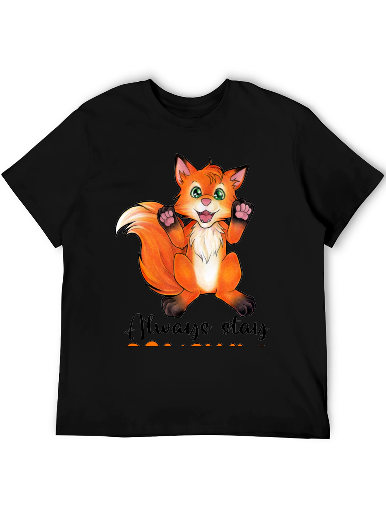 Black Cute Fox Graphic T-Shirt - Always Stay Humble view 5