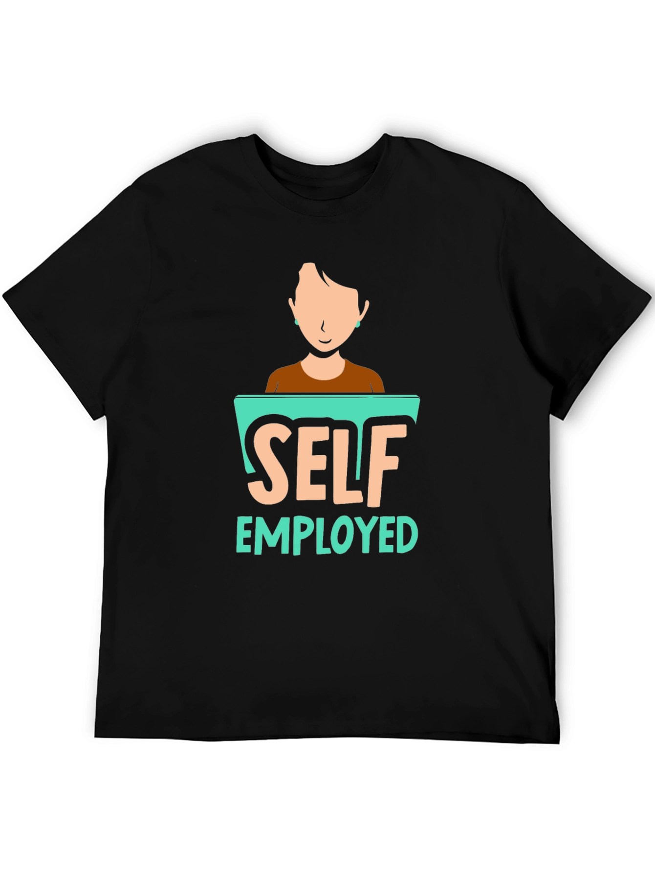 Black Self Employed Graphic T-Shirt, Black Cotton Blend view 5