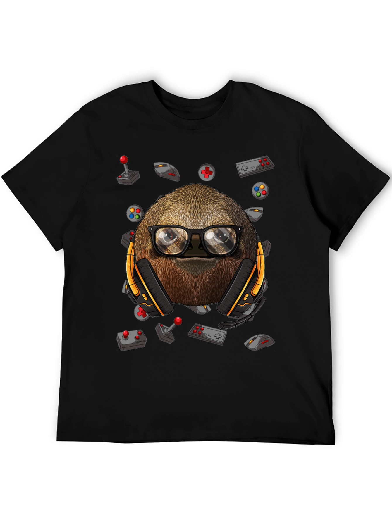 Black Gamer Sloth T-Shirt - Playful Graphic Tee view 5