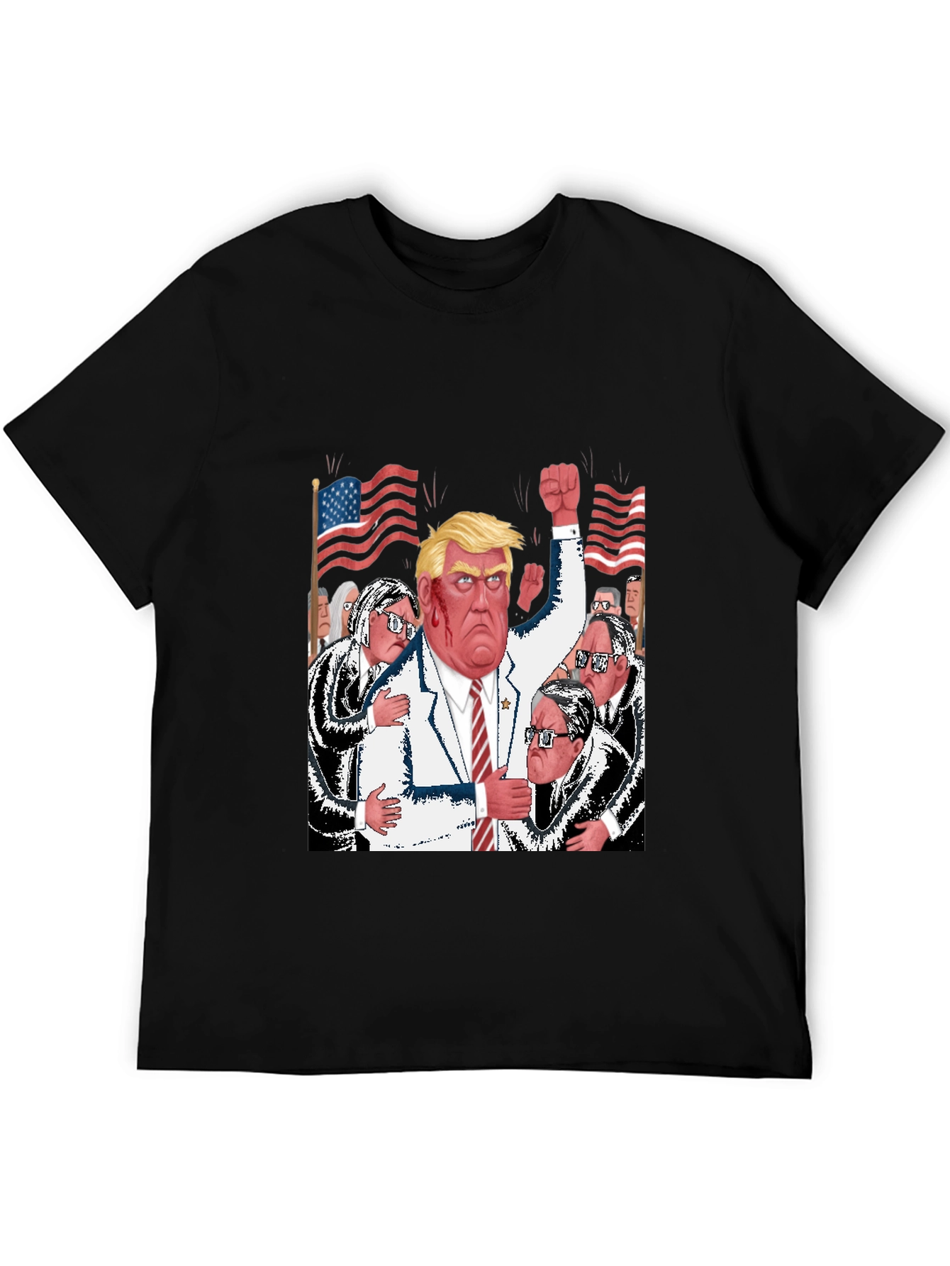 Black Trump Political Cartoon T-Shirt view 5