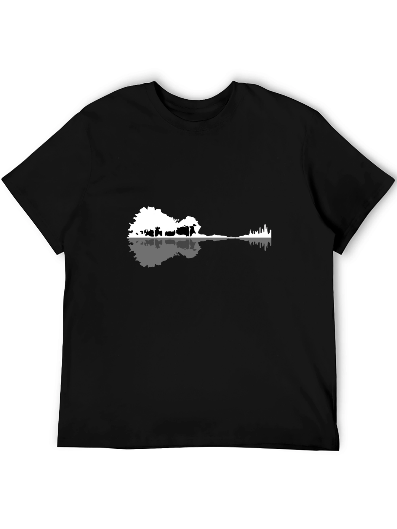 Black Guitar Landscape Graphic Tee - Stylish Black Shirt view 5