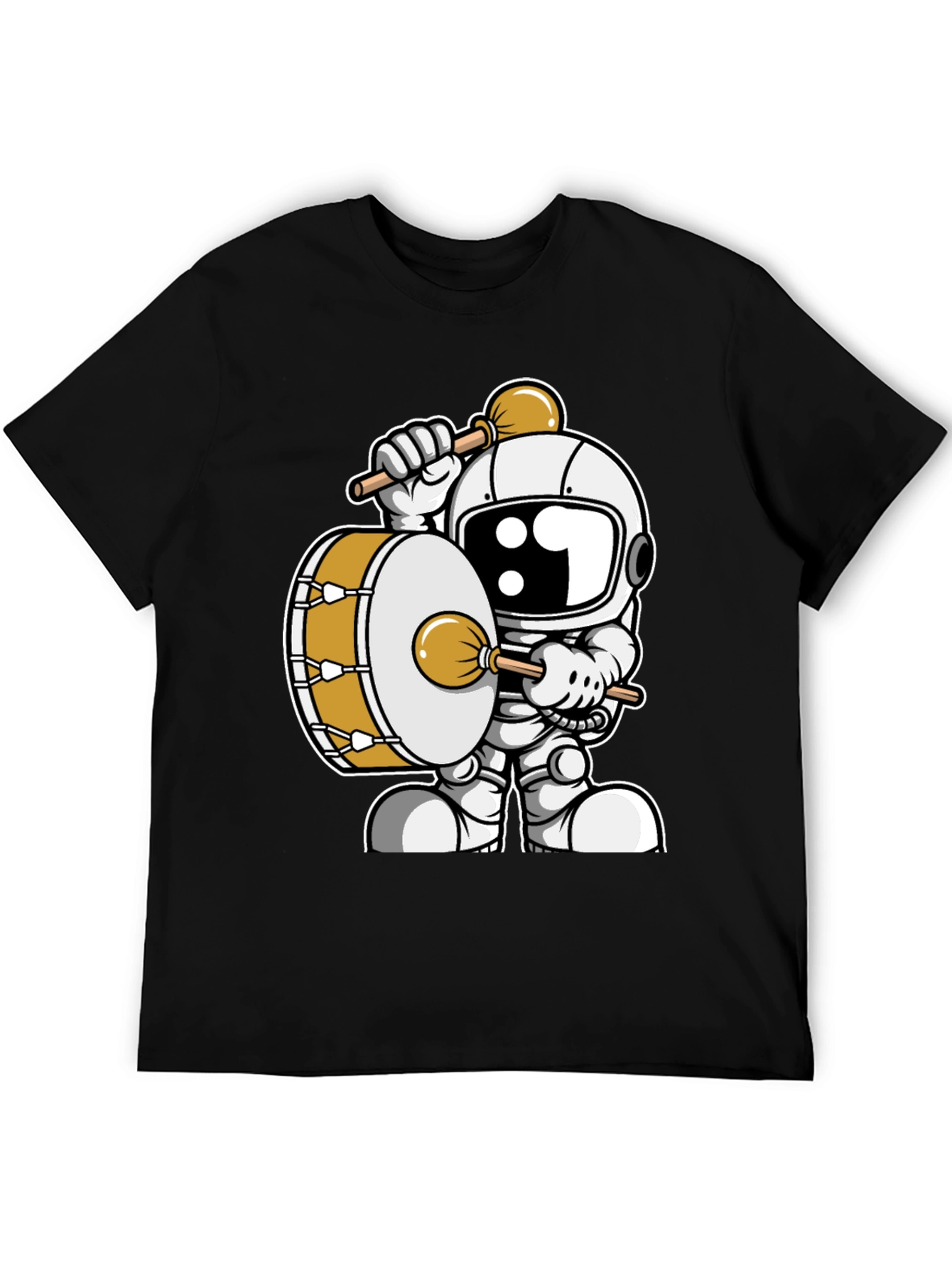 Black Astronaut Drummer T-Shirt - Space Musician Tee view 5