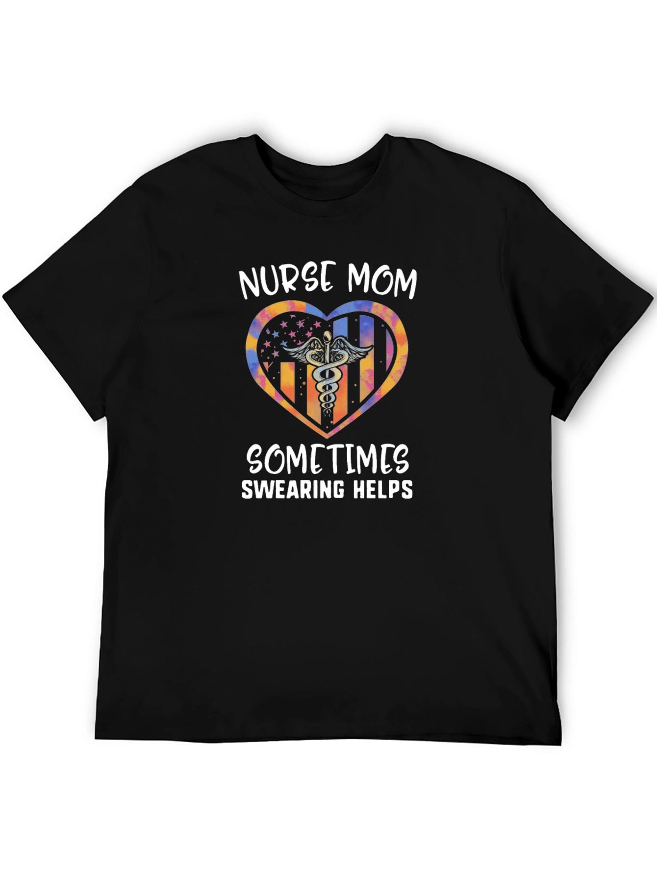 Black Nurse Mom Swearing Helps Graphic T-Shirt view 5