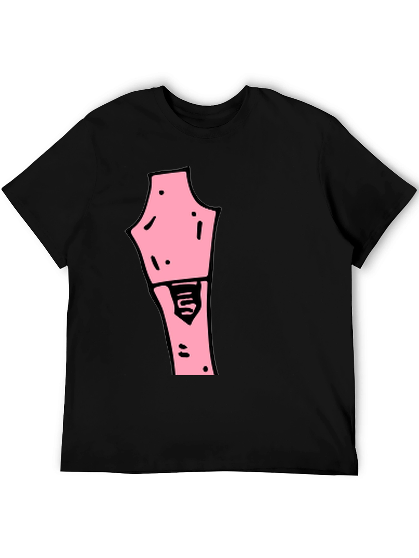 Black Unique Pink Graphic Print Black T-Shirt view 5