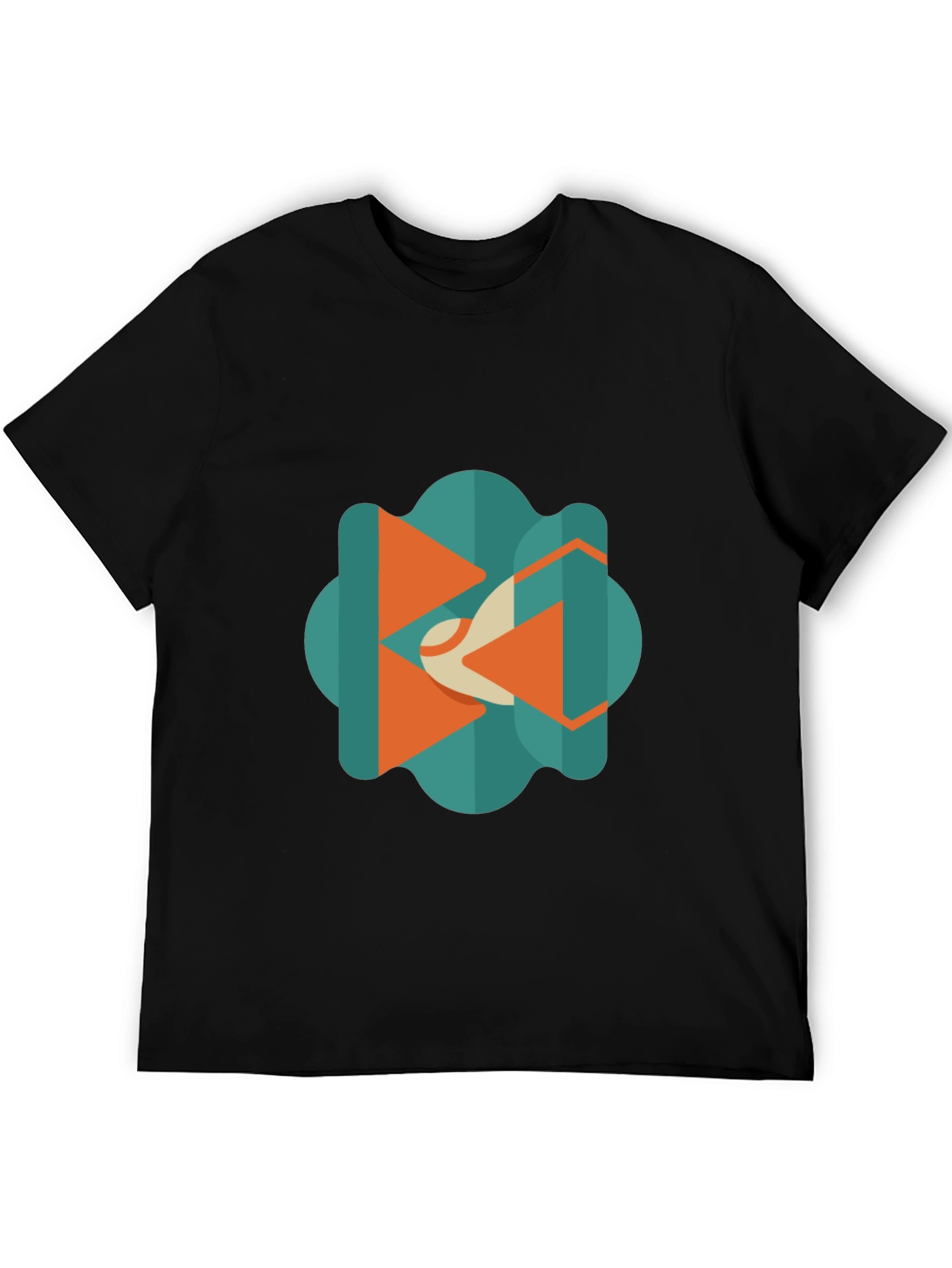 Black Abstract Geometric Graphic Black T-Shirt view 5