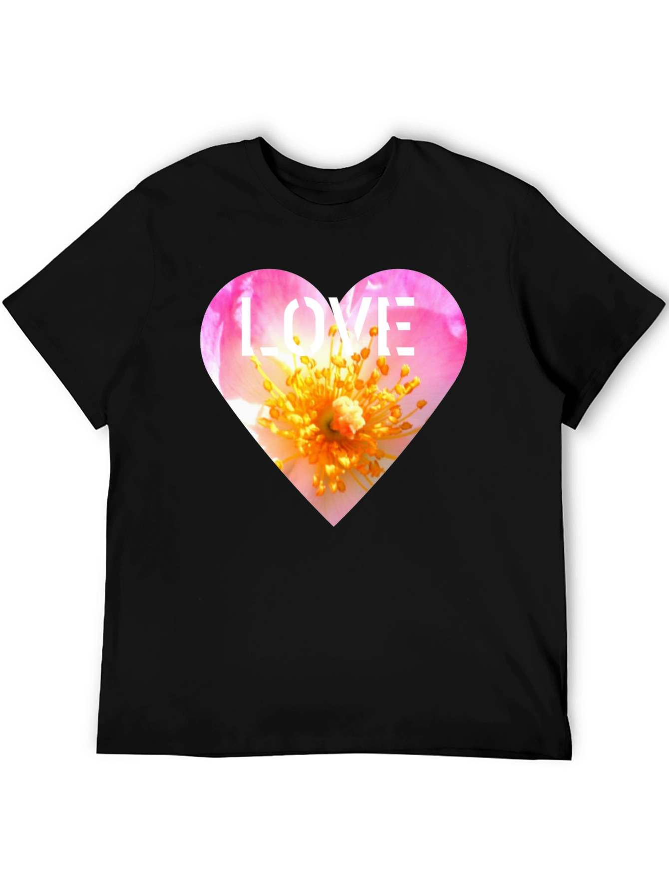 Black Love Heart Floral T-Shirt - Stylish Graphic Tee view 5