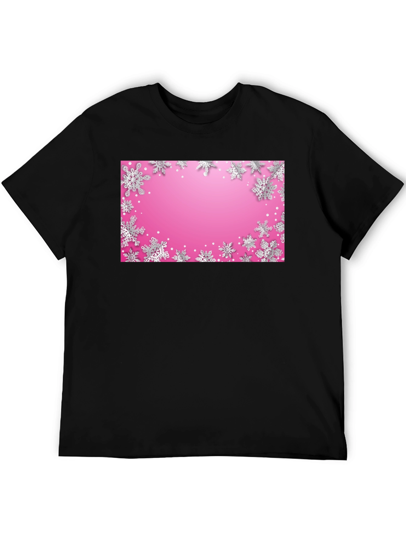 Black Snowflake Pattern Graphic Tee - Stylish Holiday Apparel view 5