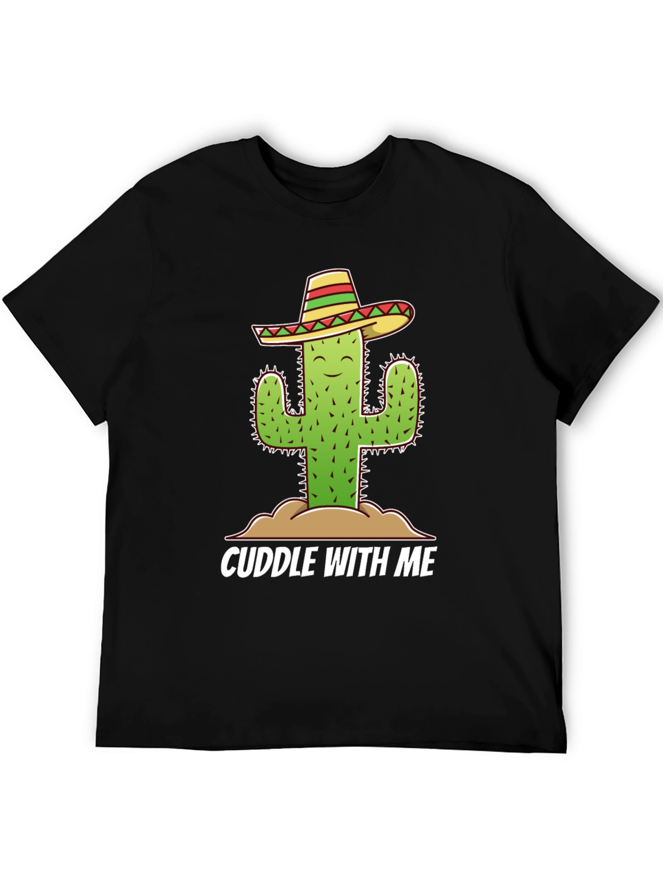 Black Cuddle Cactus T-Shirt - Funny Graphic Tee view 5