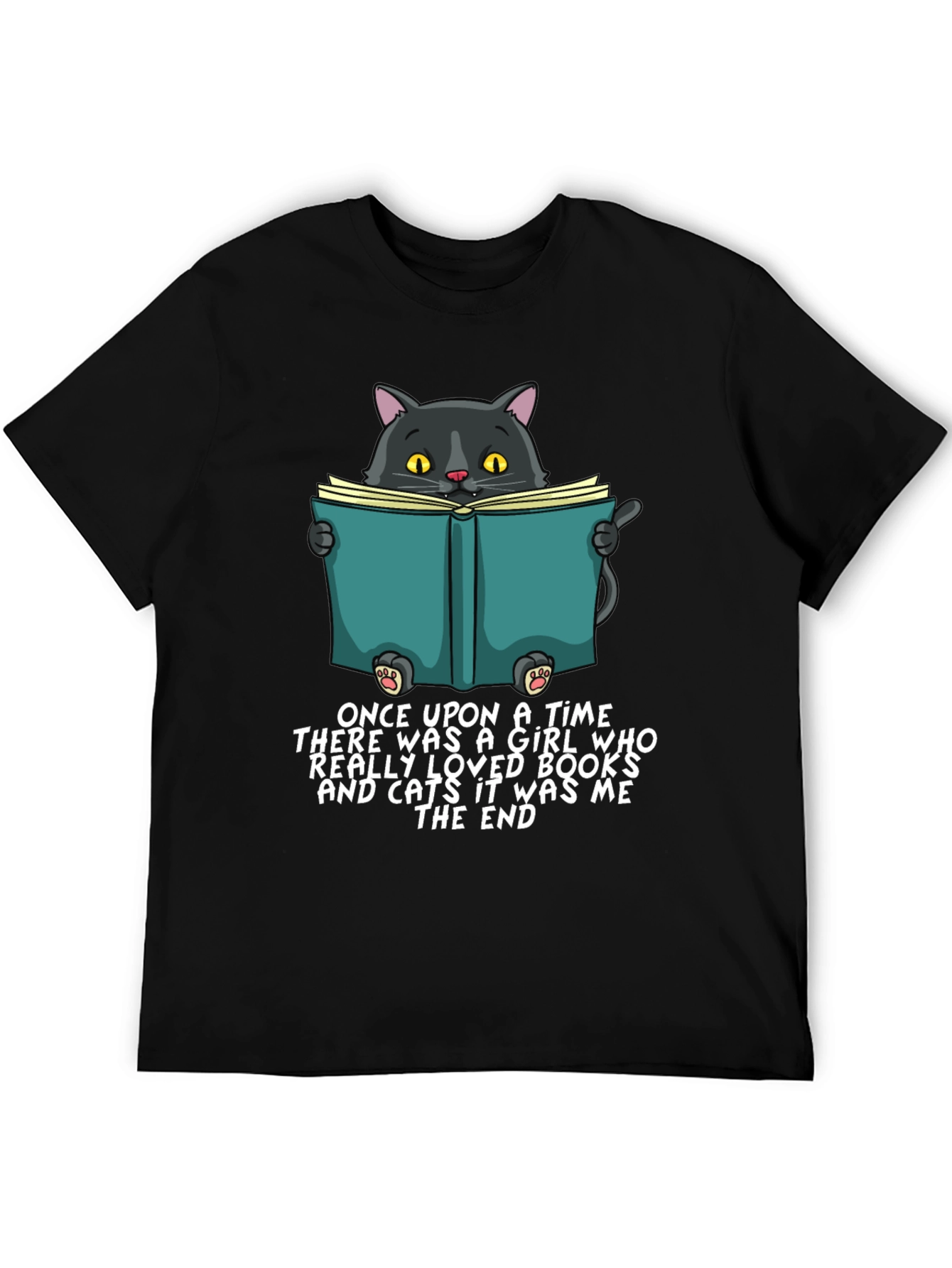 Black Cat Reading Book T-Shirt - Once Upon a Time view 5