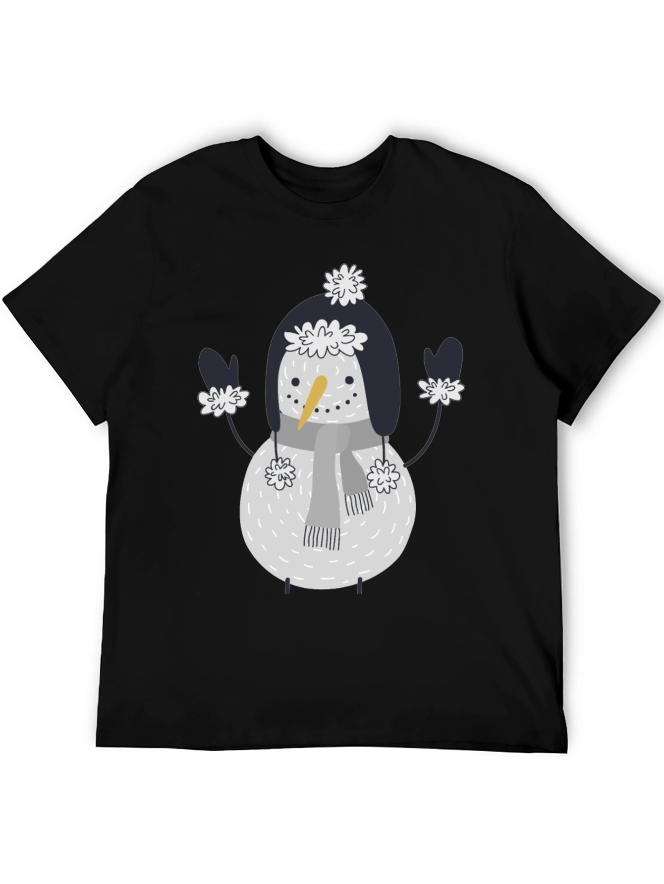 Black Snowman Graphic Tee - Festive Holiday Fun view 5