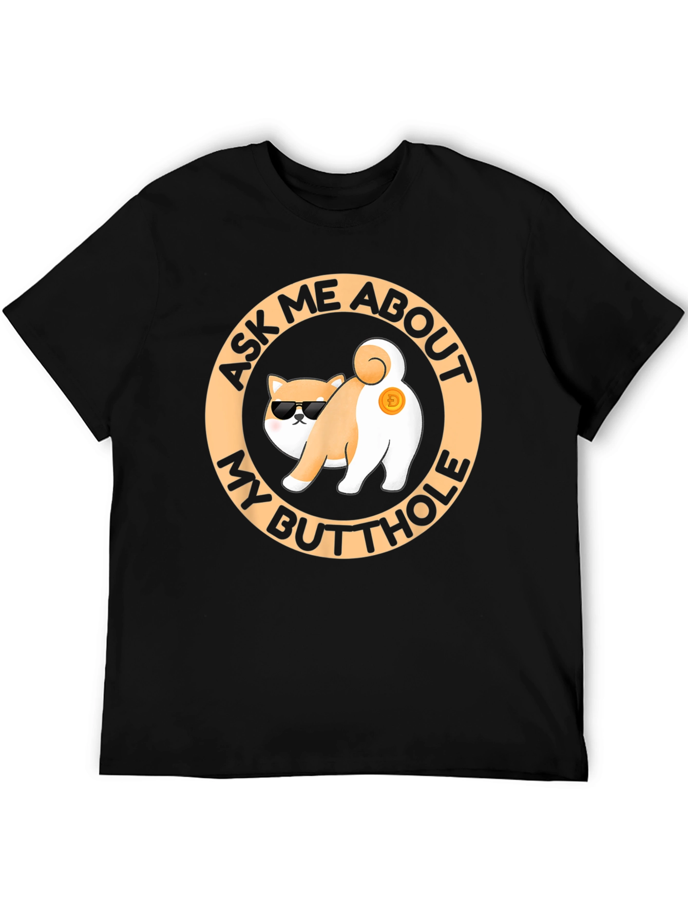 Black Funny Doge Crypto Butt T-Shirt view 5
