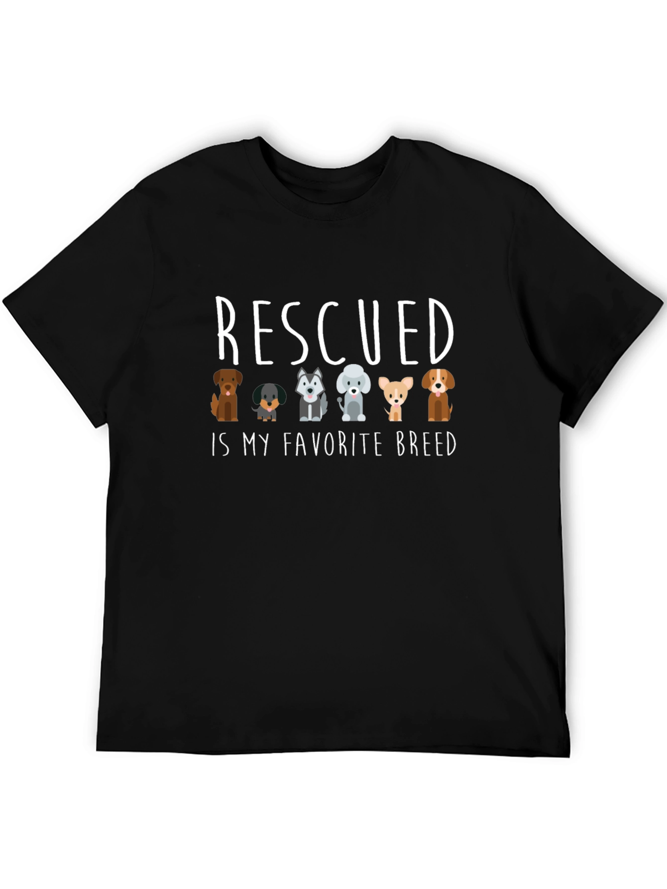 Black Rescued Is My Favorite Breed T-Shirt view 5