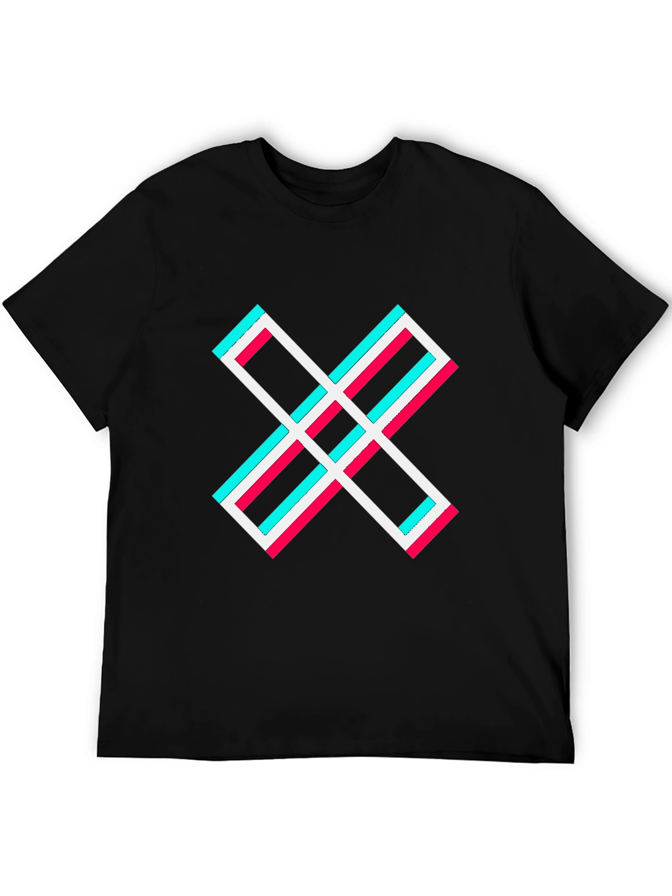 Black Abstract X Graphic Tee - Stylish Black Cotton T-Shirt view 5