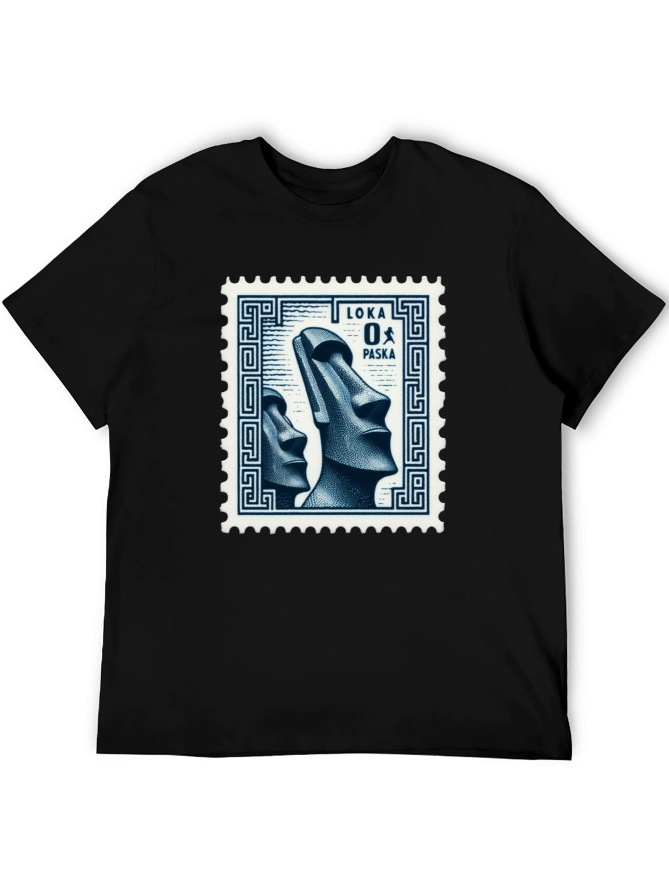 Black Moai Easter Island Stamp Graphic T-Shirt view 5