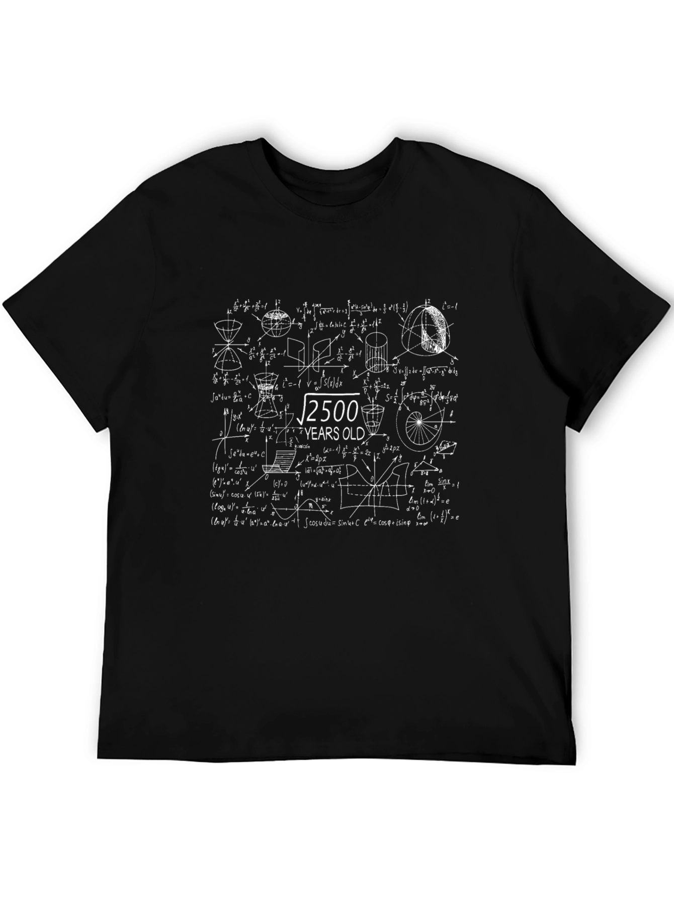 Black Math Joke T-Shirt - Root of 2500 Years Old view 5