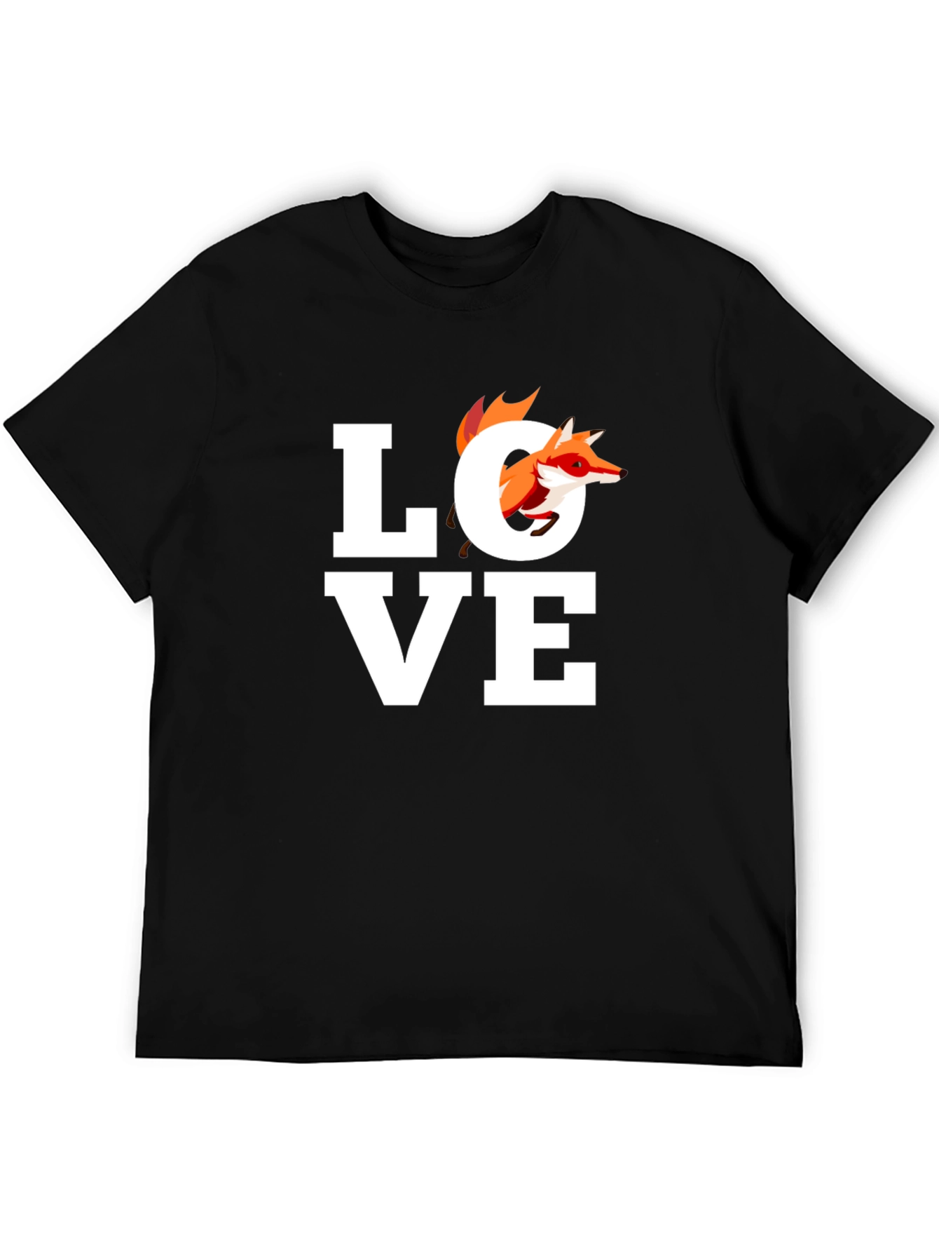 Black Fox Love Graphic Tee - Unisex Black T-Shirt view 5
