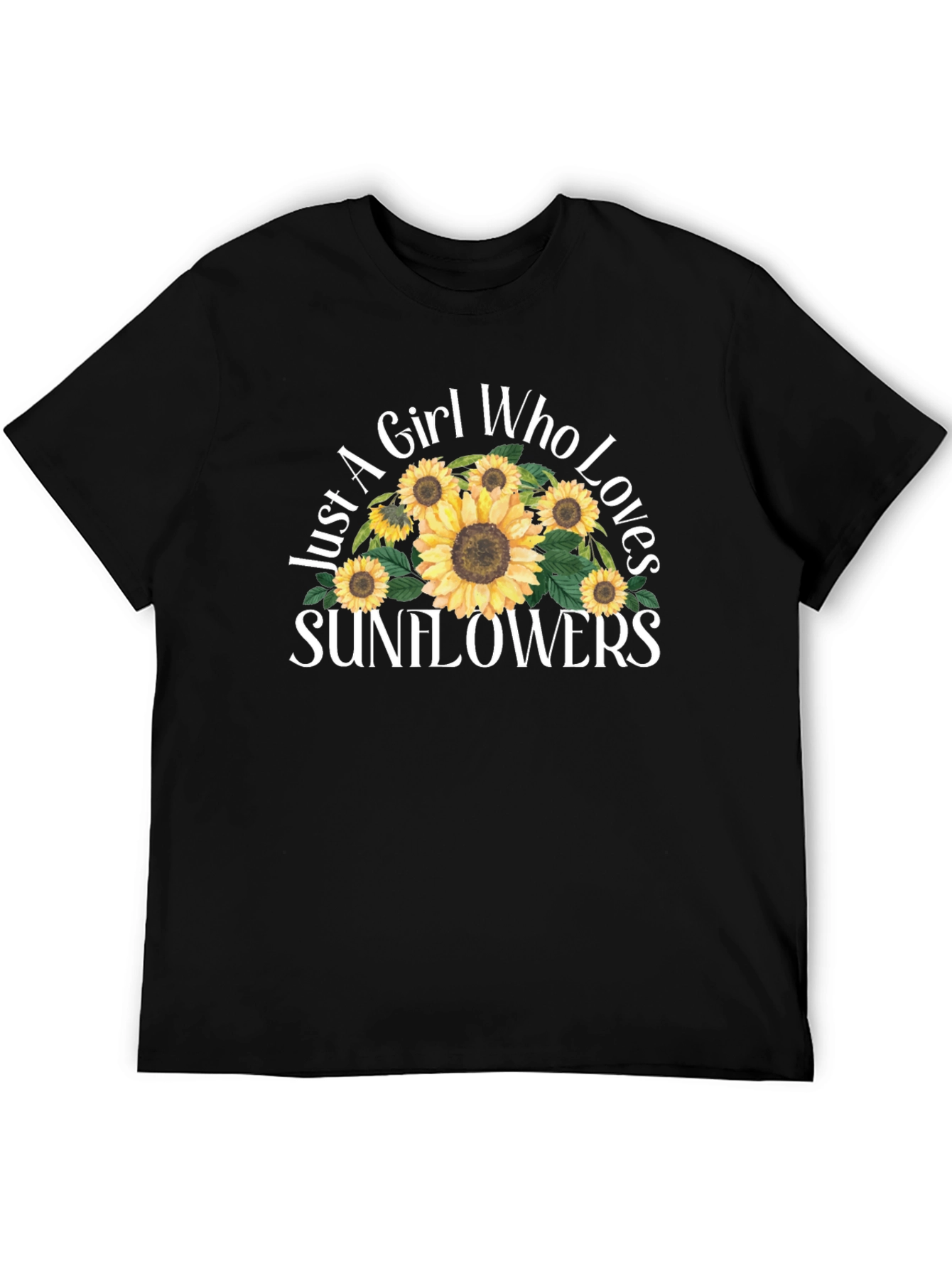 Black Sunflower Lover Graphic T-Shirt - Black Cotton Tee view 5