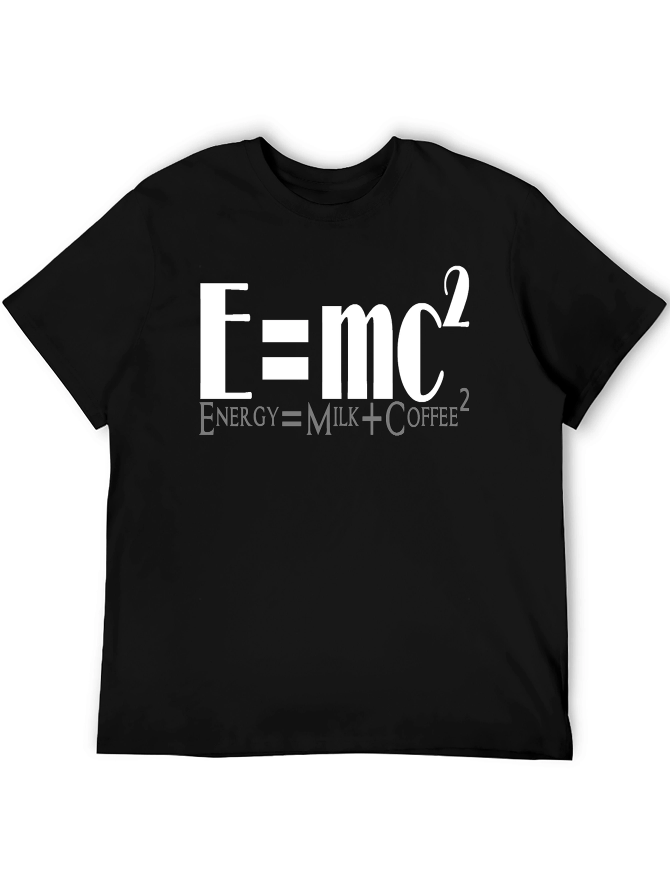 Black E=mc² Funny Science T-Shirt - Energy Equals Milk Coffee view 5