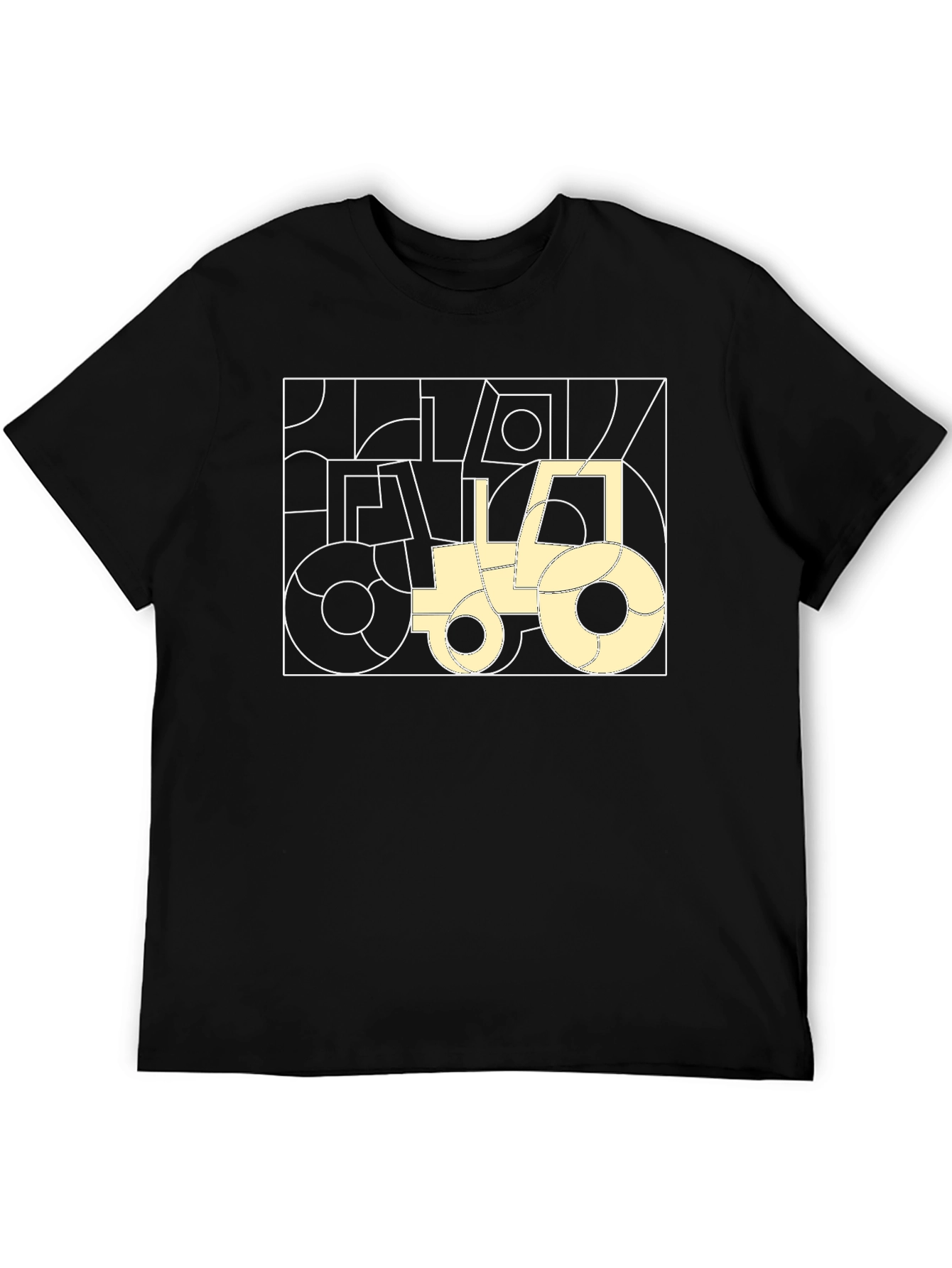 Black Abstract Tractor Graphic Tee - Black Cotton Comfort view 5