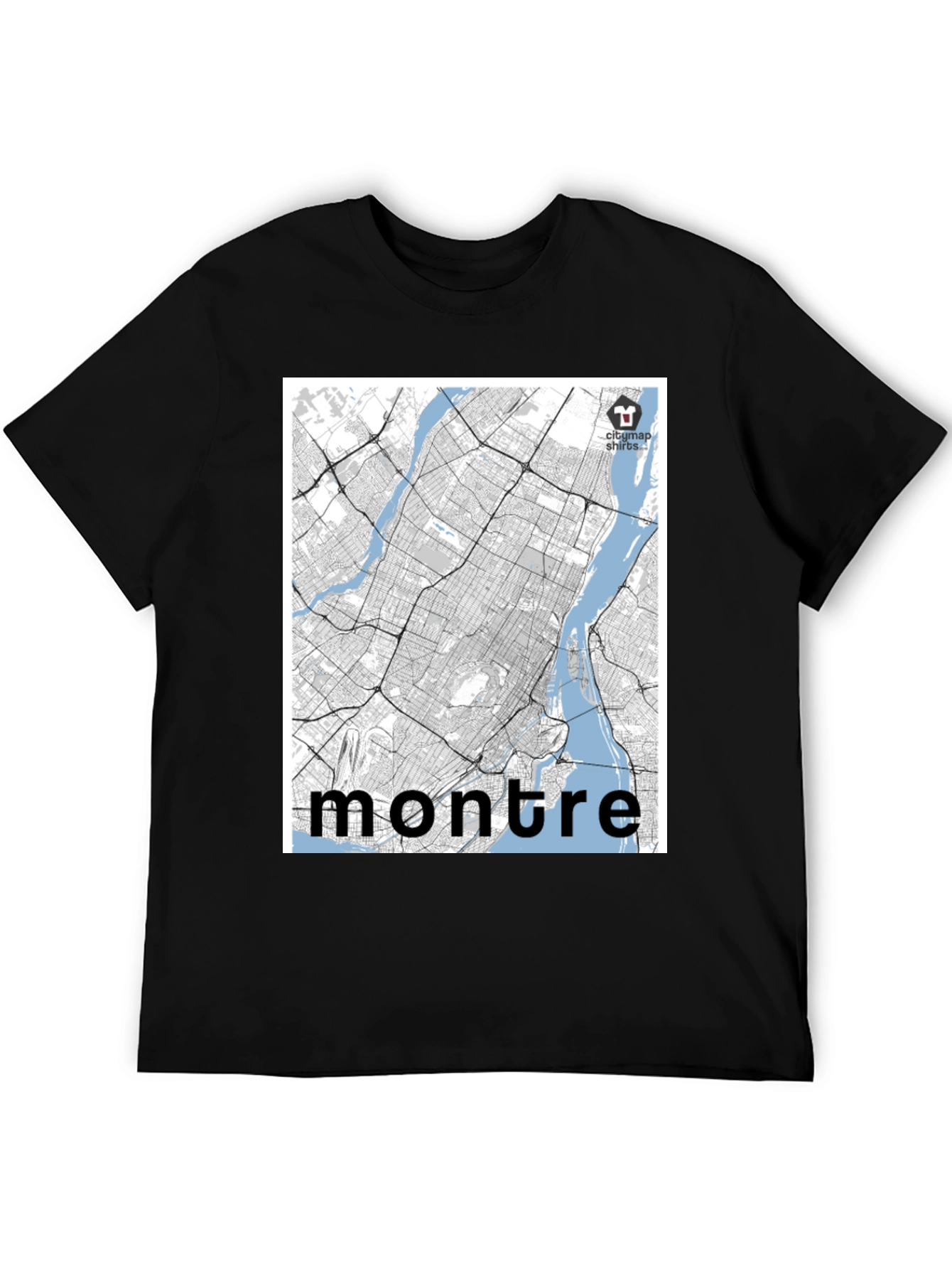 Black Montreal City Map T-Shirt - Black view 5