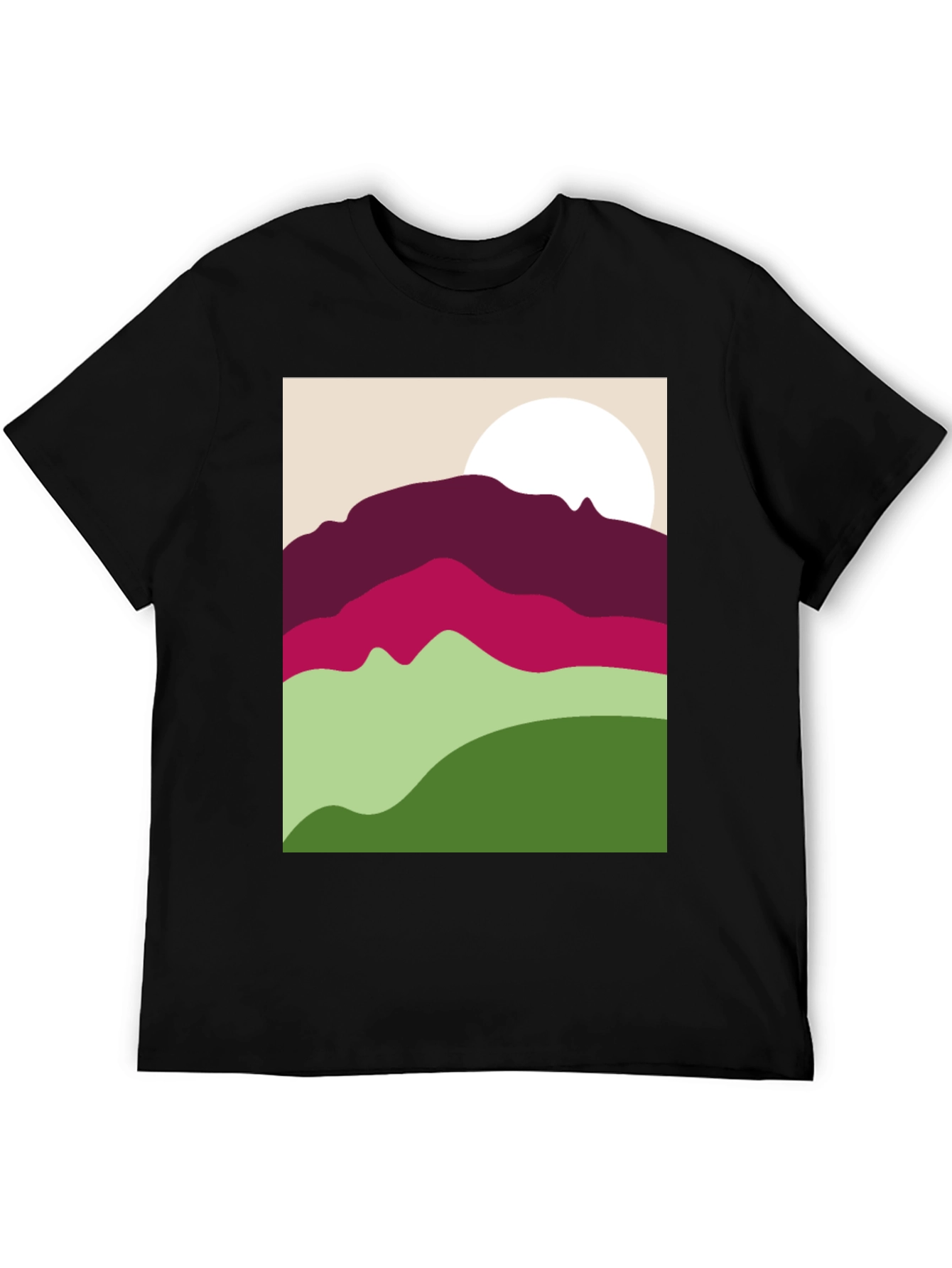 Black Abstract Mountain Scene Graphic Tee - Black view 5
