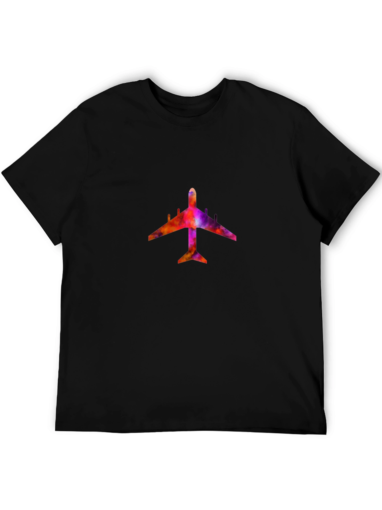Black Colorful Airplane Graphic Tee - Black view 5
