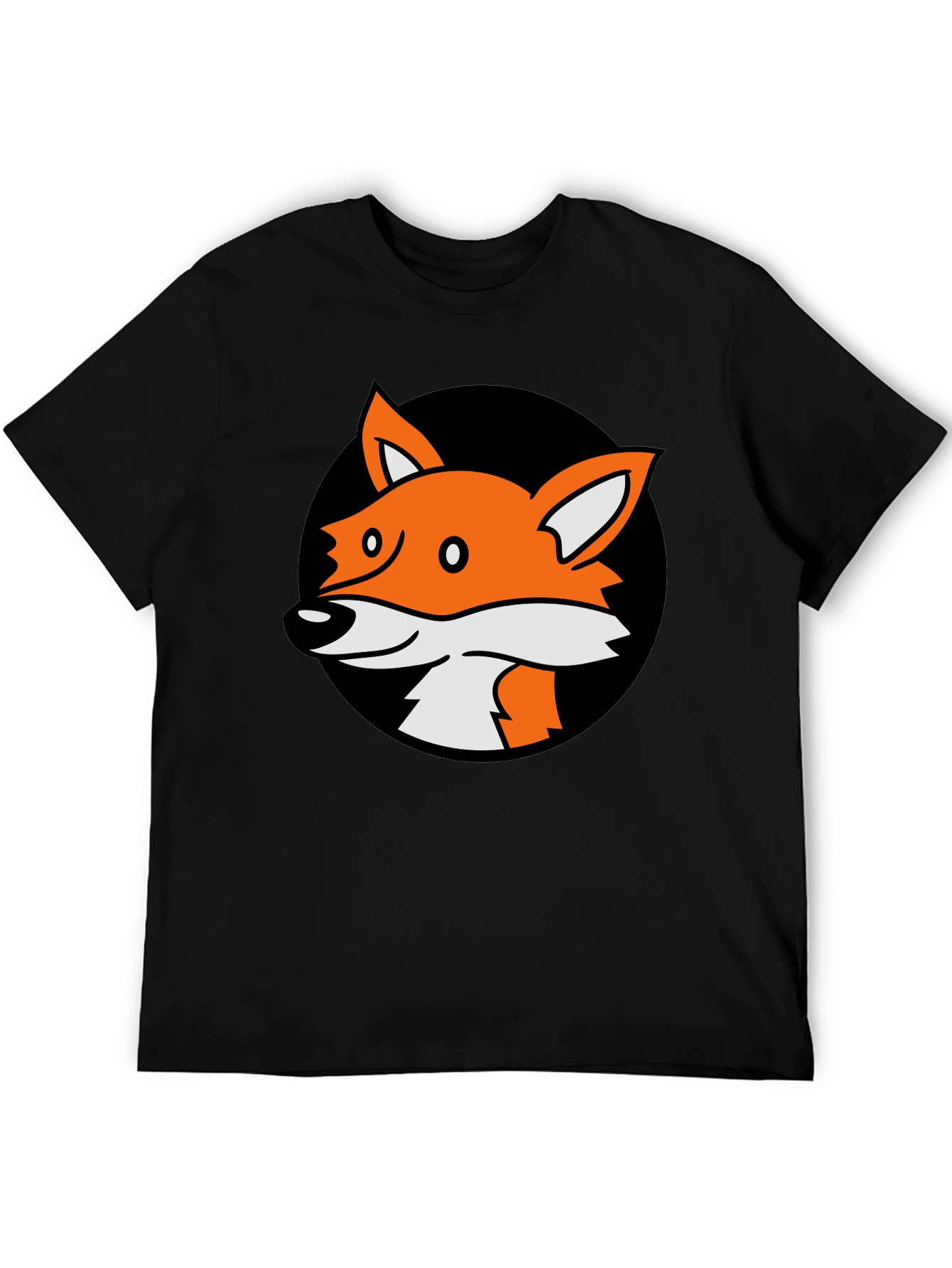 Black Fox Graphic Black T-Shirt - Cartoon Animal Tee view 5