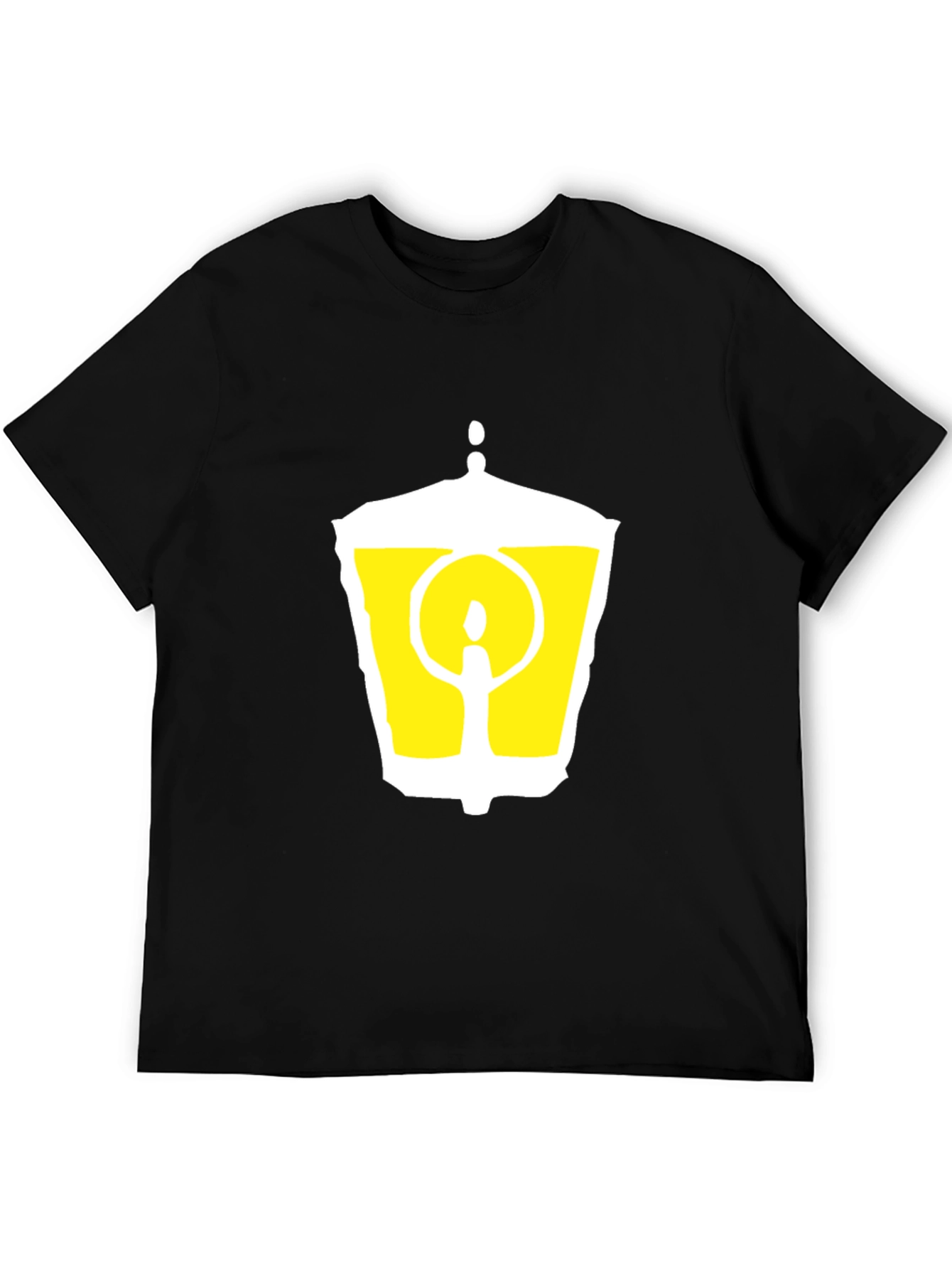Black Black T-Shirt with Graphic Lantern Design view 5