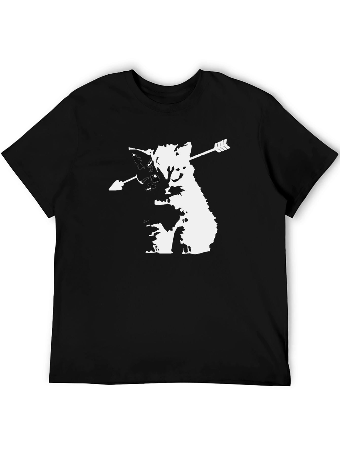 Black Arrow Cat Graphic Tee - Black Cotton T-Shirt view 5
