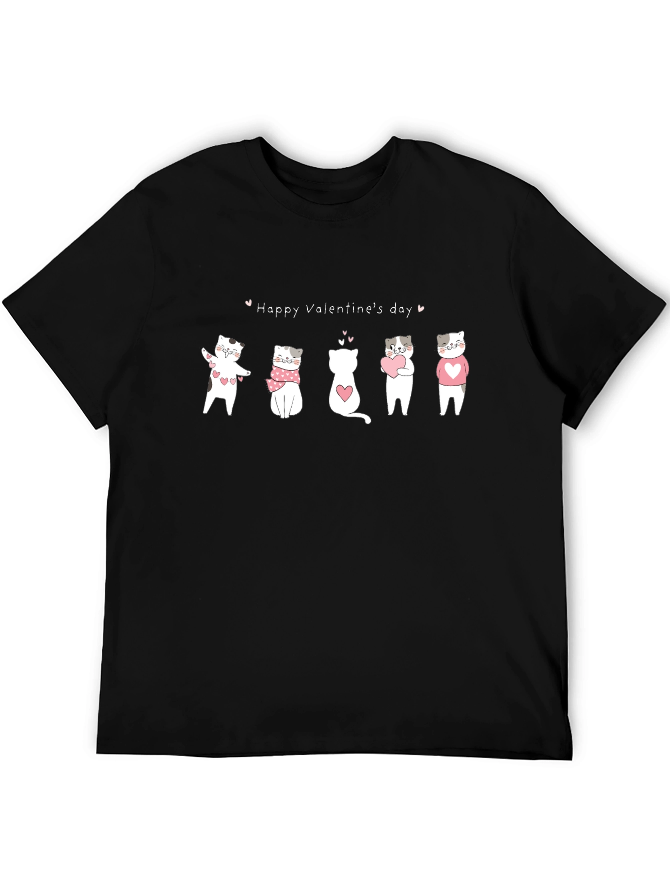 Black Valentine's Day Cat Graphic T-Shirt view 5