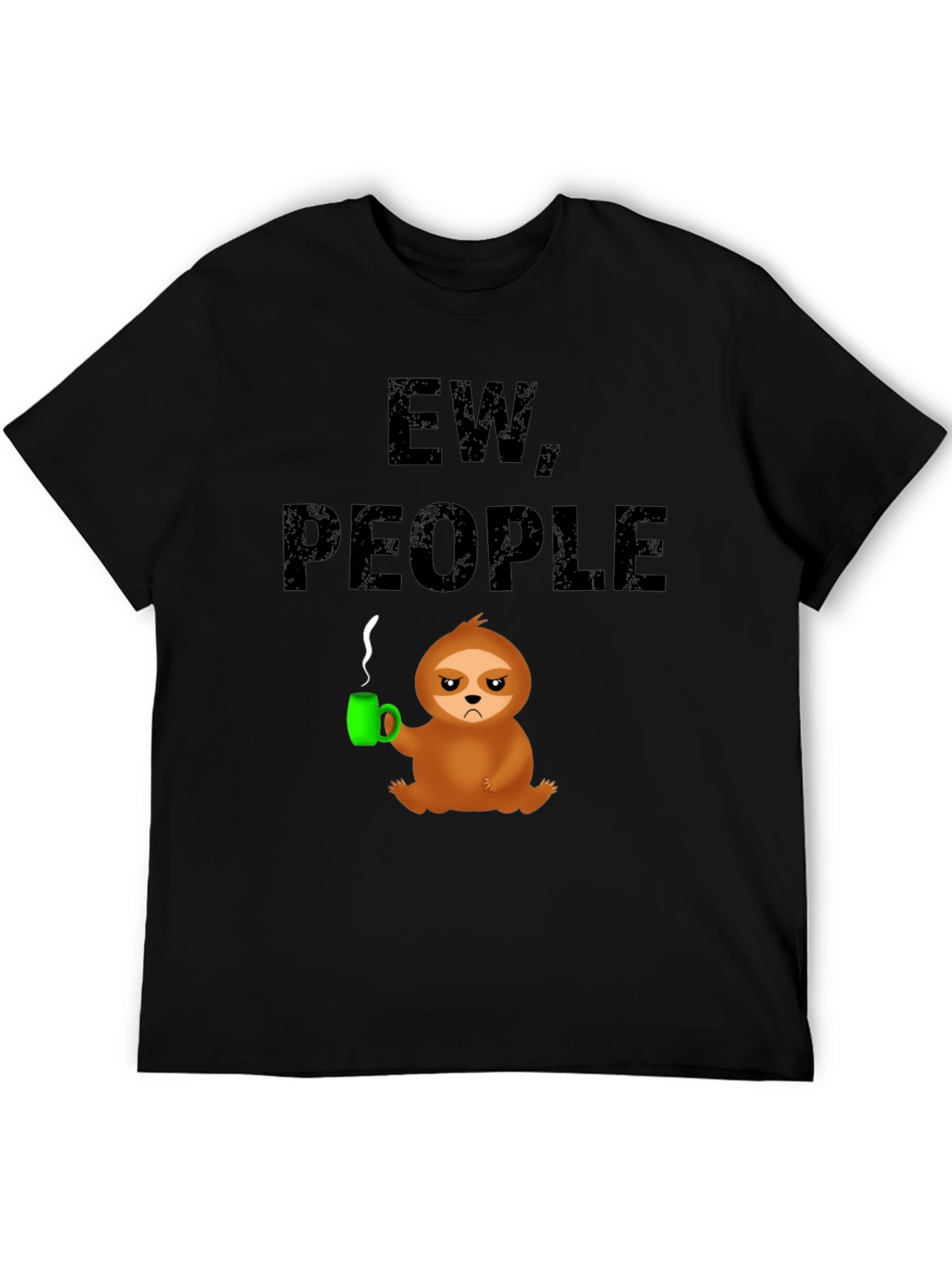 Black Ew People Sloth Graphic Tee - Novelty T-Shirt view 5