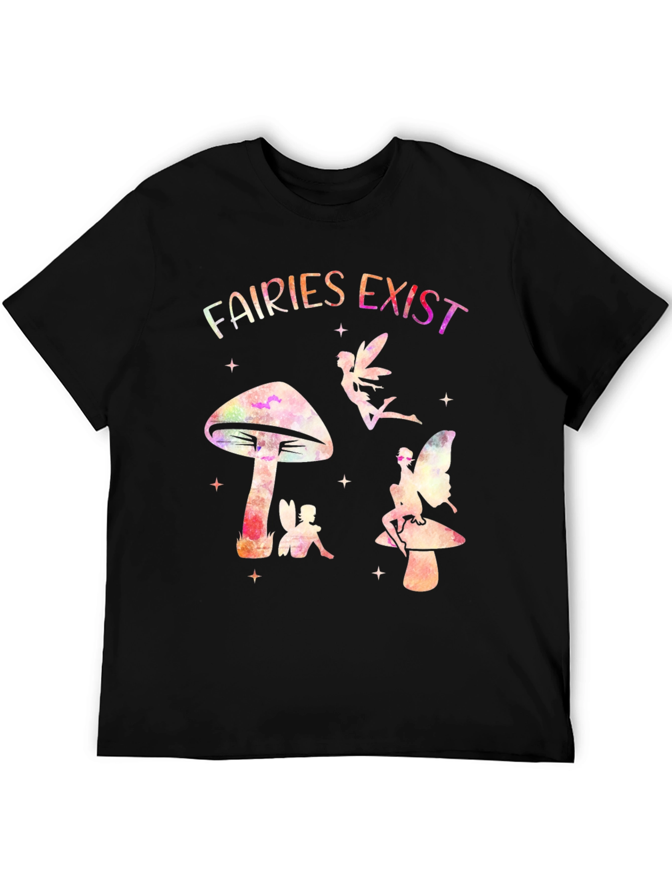 Black Fairies Exist Graphic Tee - Mushroom Fairycore Shirt view 5