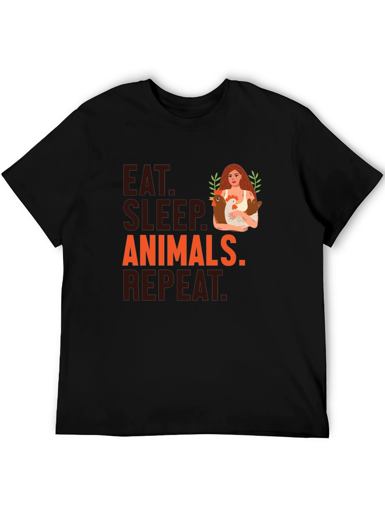Black Eat Sleep Animals Repeat T-Shirt view 5