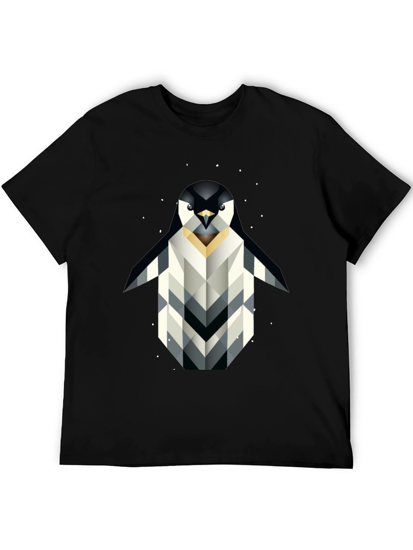Black Geometric Penguin Graphic T-Shirt - Black view 5