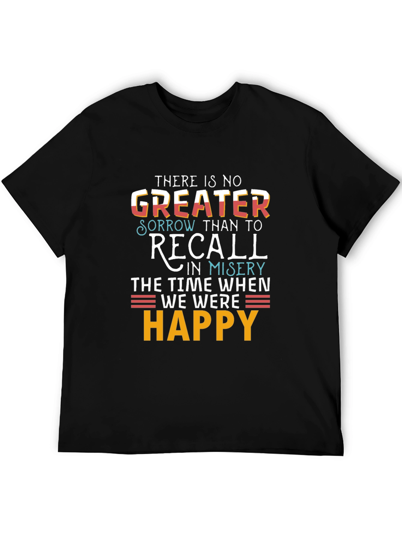 Black Motivational T-Shirt: Recall Happy Times view 5