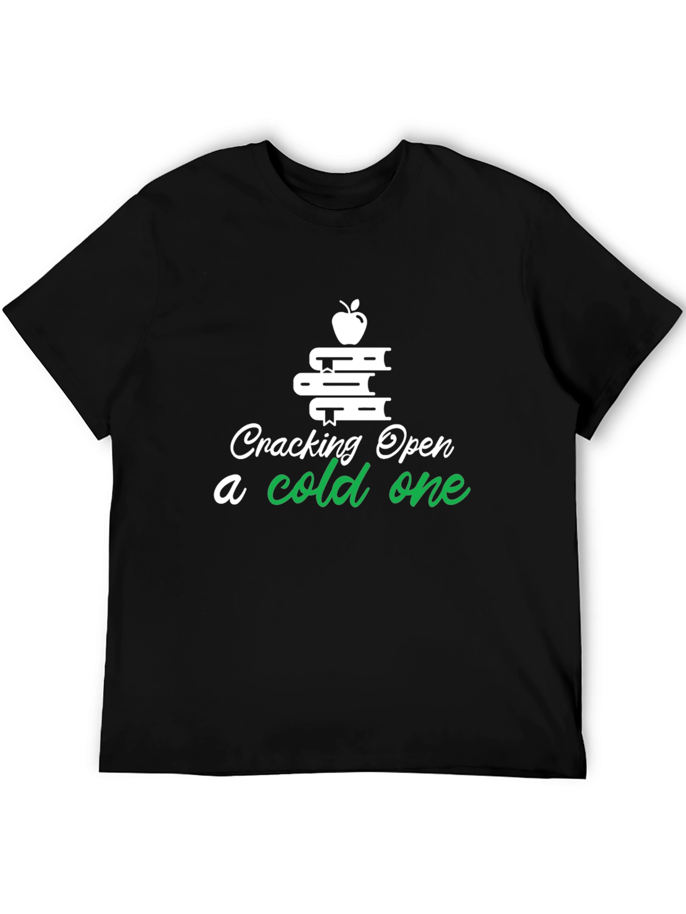 Black Cracking Open a Cold One Book Lover T-Shirt view 5