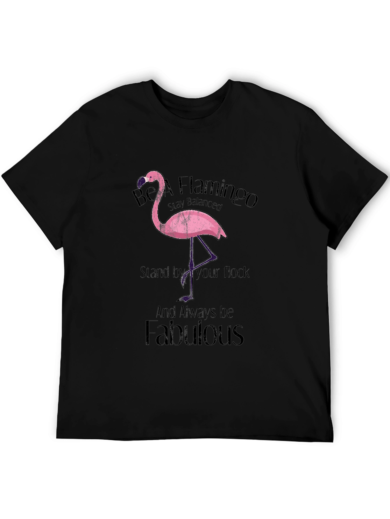 Black Be a Flamingo Black T-Shirt view 5
