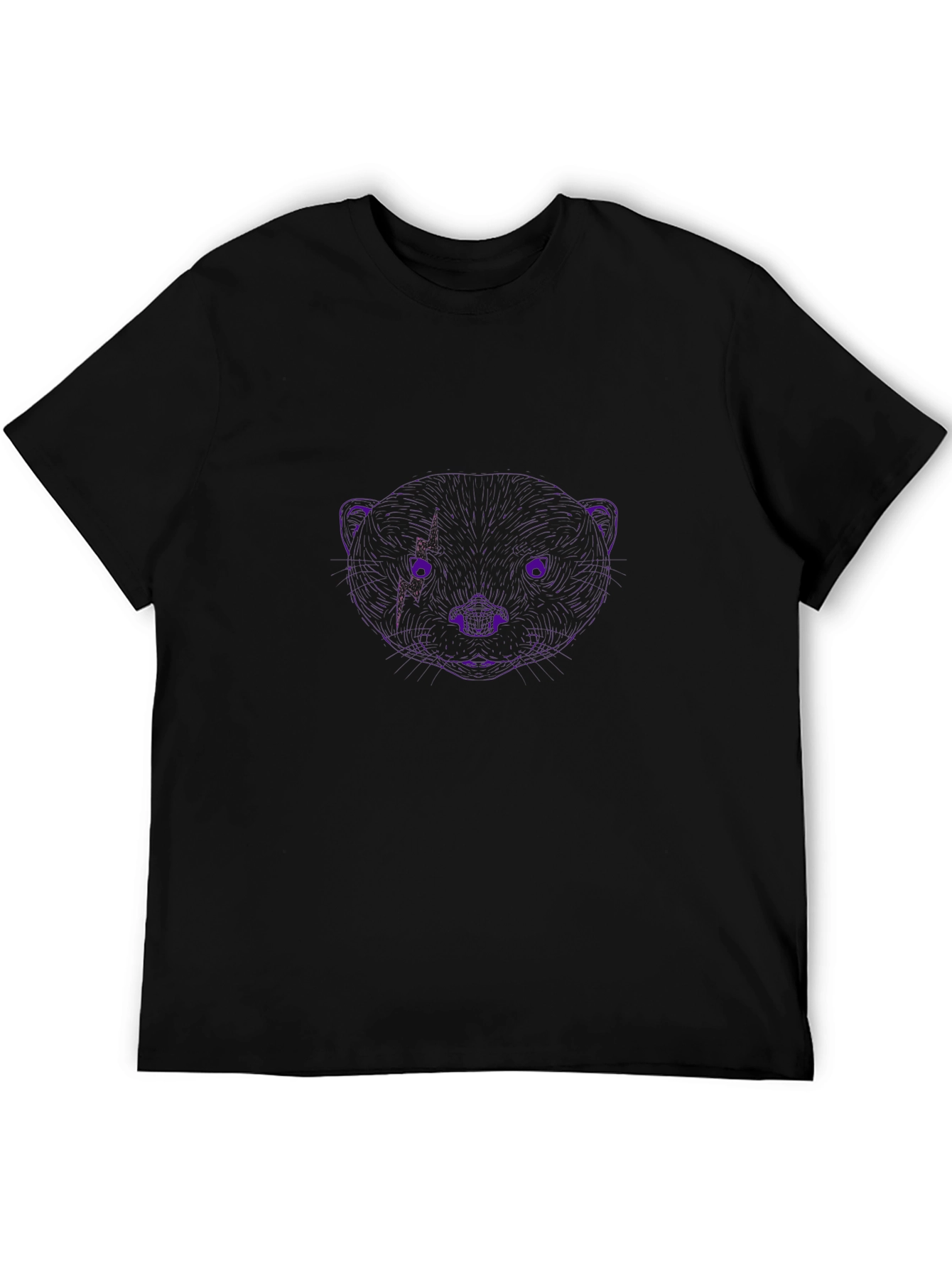 Black Black T-Shirt with Abstract Animal Face view 5