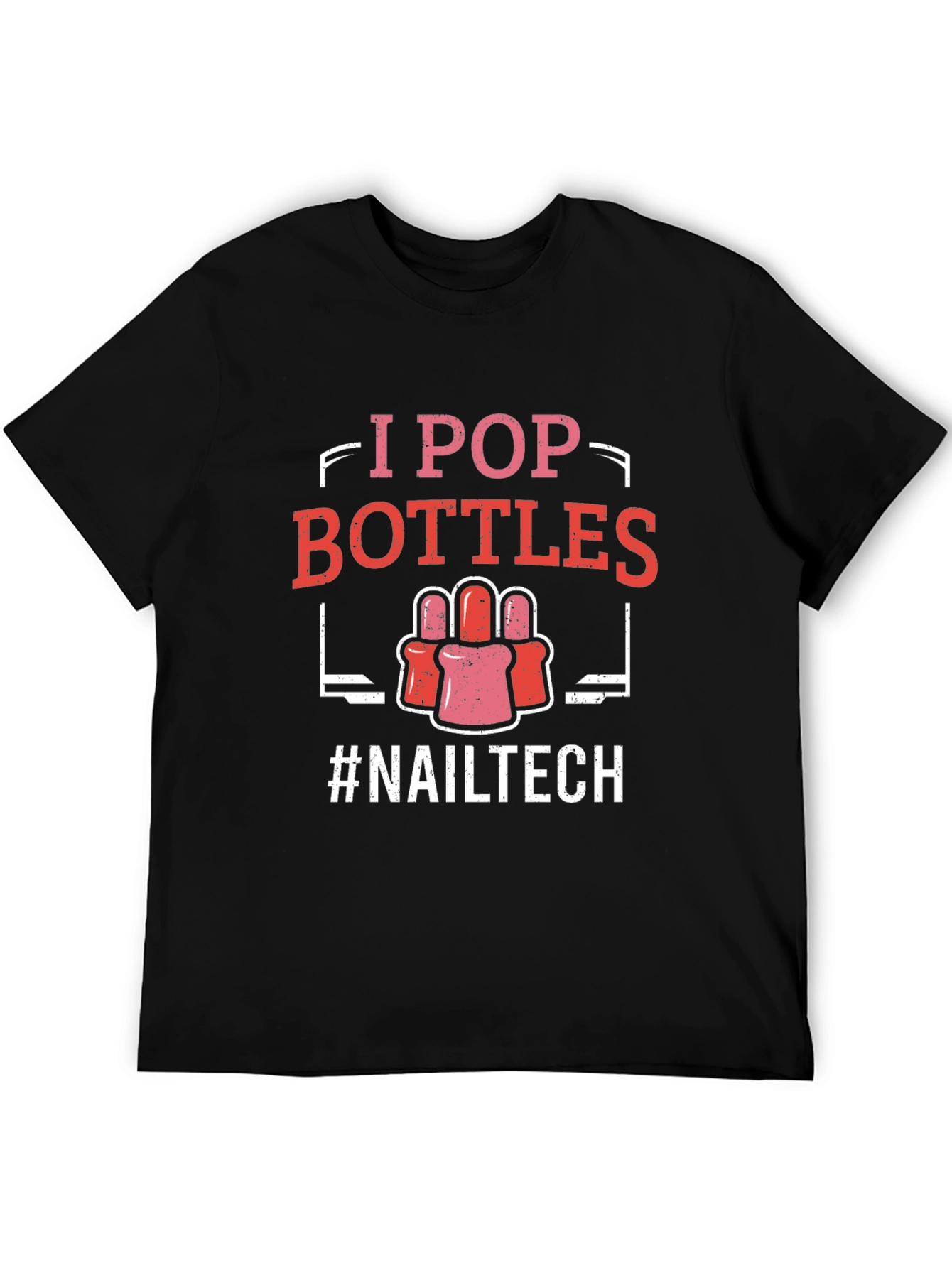 Black I Pop Bottles Nail Tech T-Shirt view 5