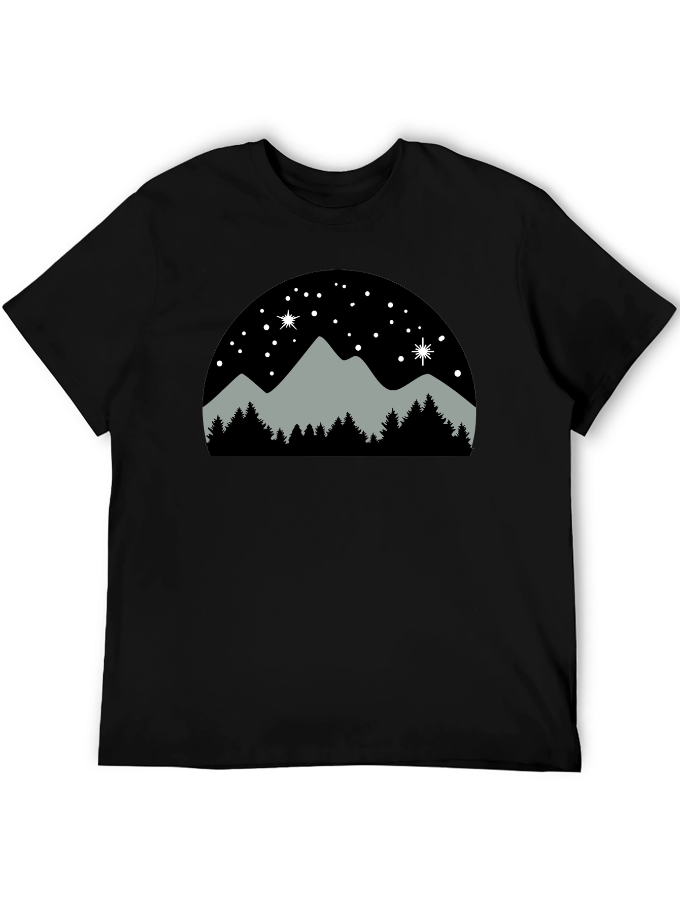 Black Mountain Night Scene T-Shirt view 5