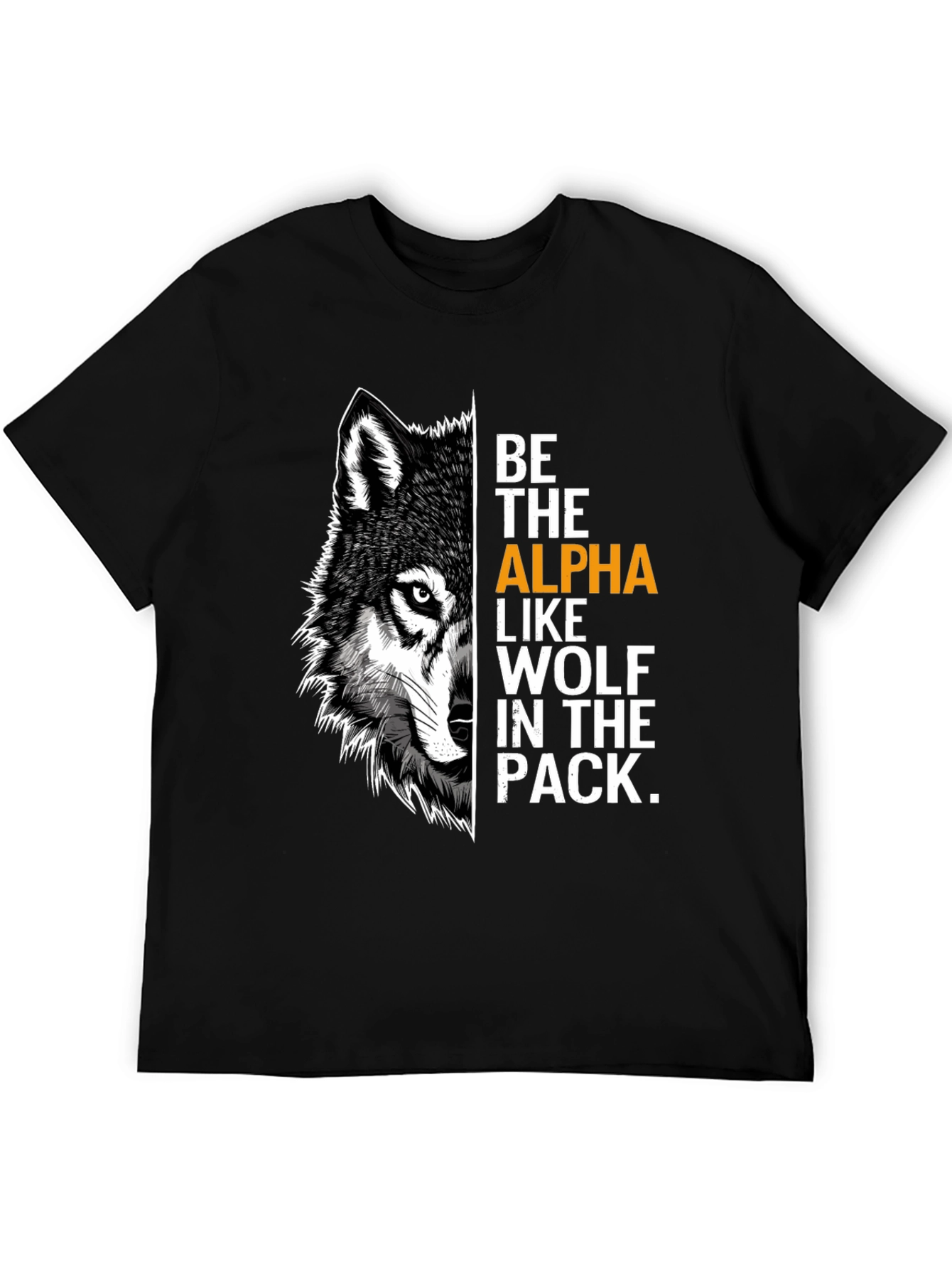 Black Be the Alpha Wolf Graphic Print T-Shirt view 5