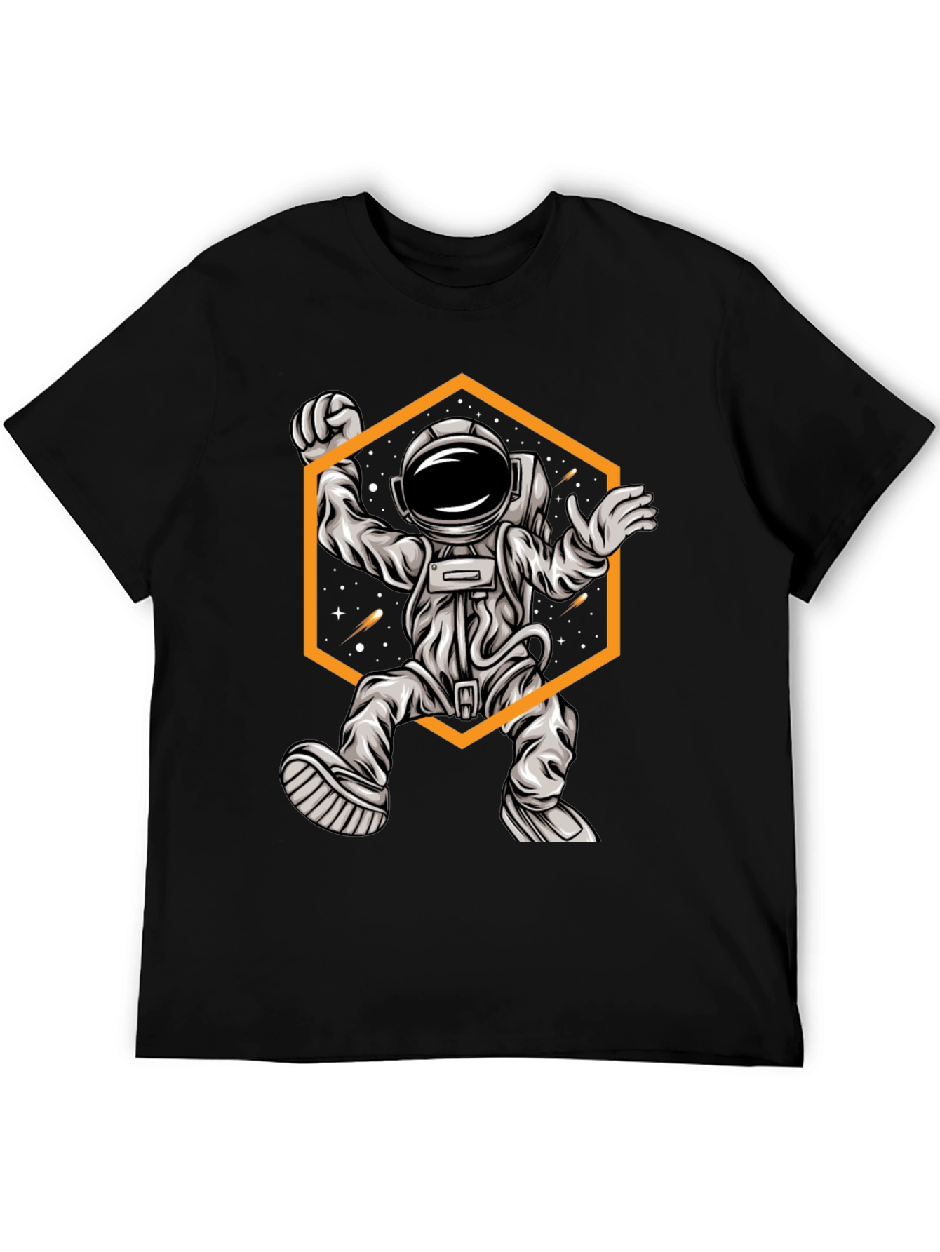 Black Astronaut Graphic Tee - Black Cotton T-Shirt view 5