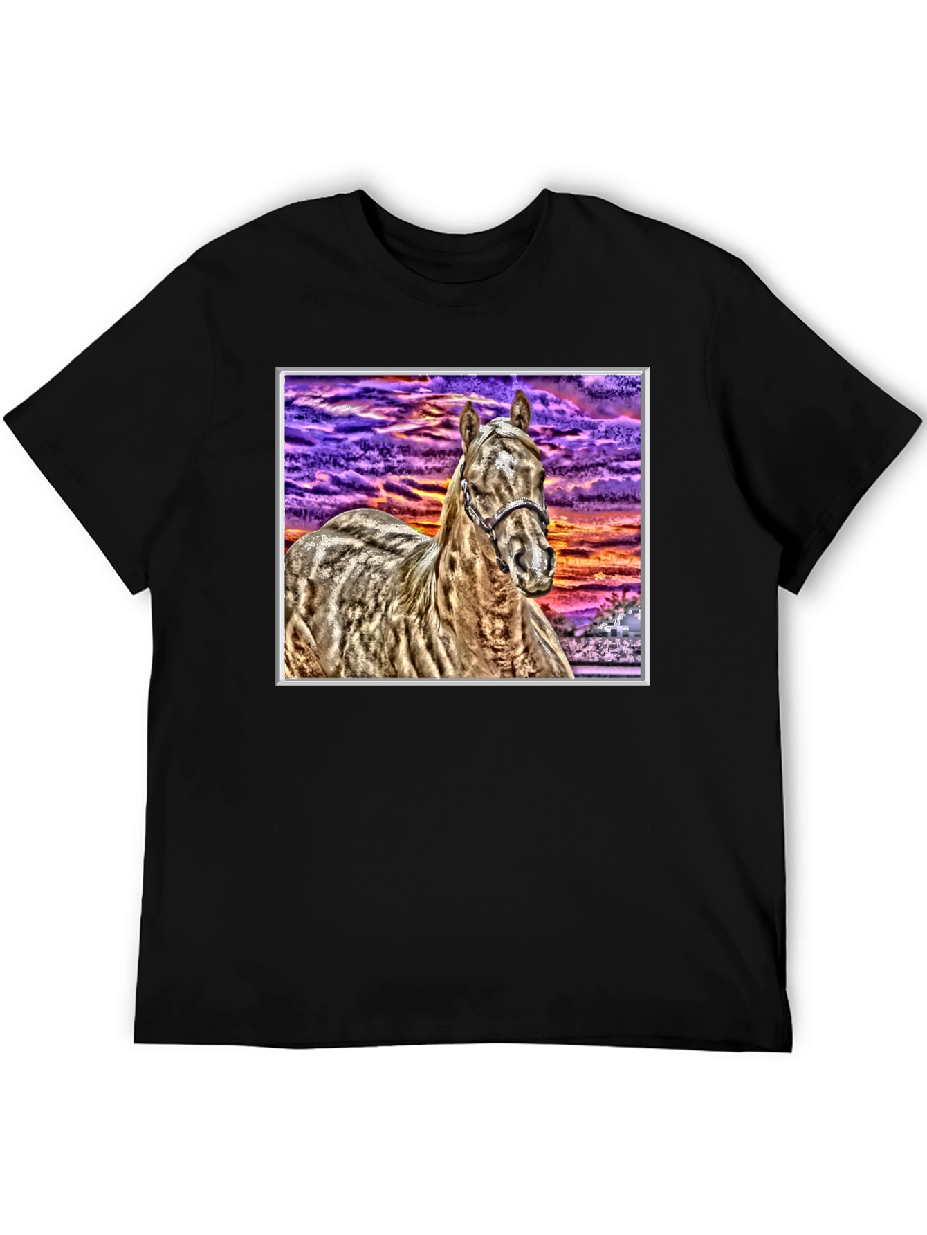 Black Horse Graphic Tee - Sunset Sky Black T-Shirt view 5