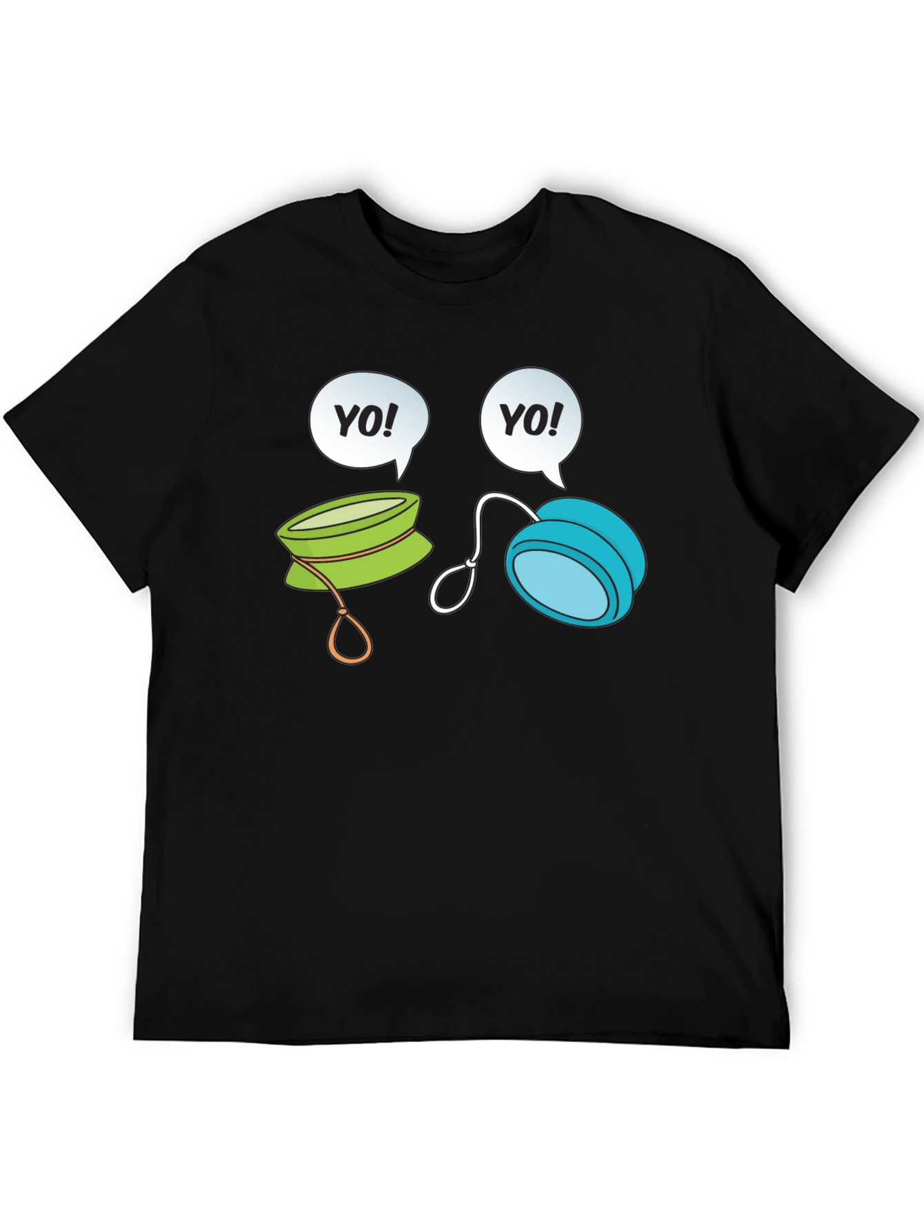 Black Yo-Yo Cartoon Graphic Black T-Shirt view 5