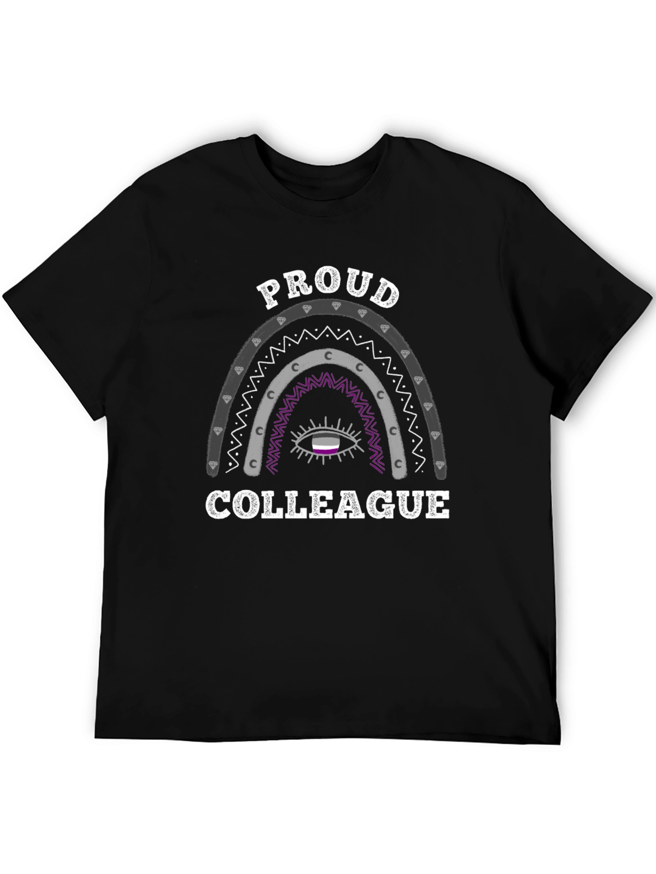 Black Proud Colleague Rainbow Graphic Tee view 5