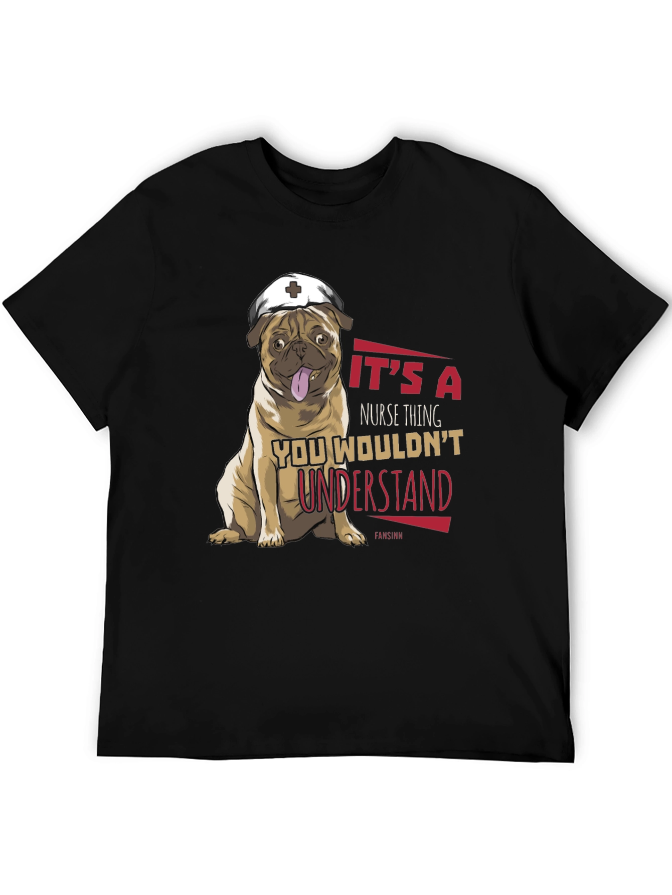 Black Nurse Pug T-Shirt - It's a Nurse Thing view 5