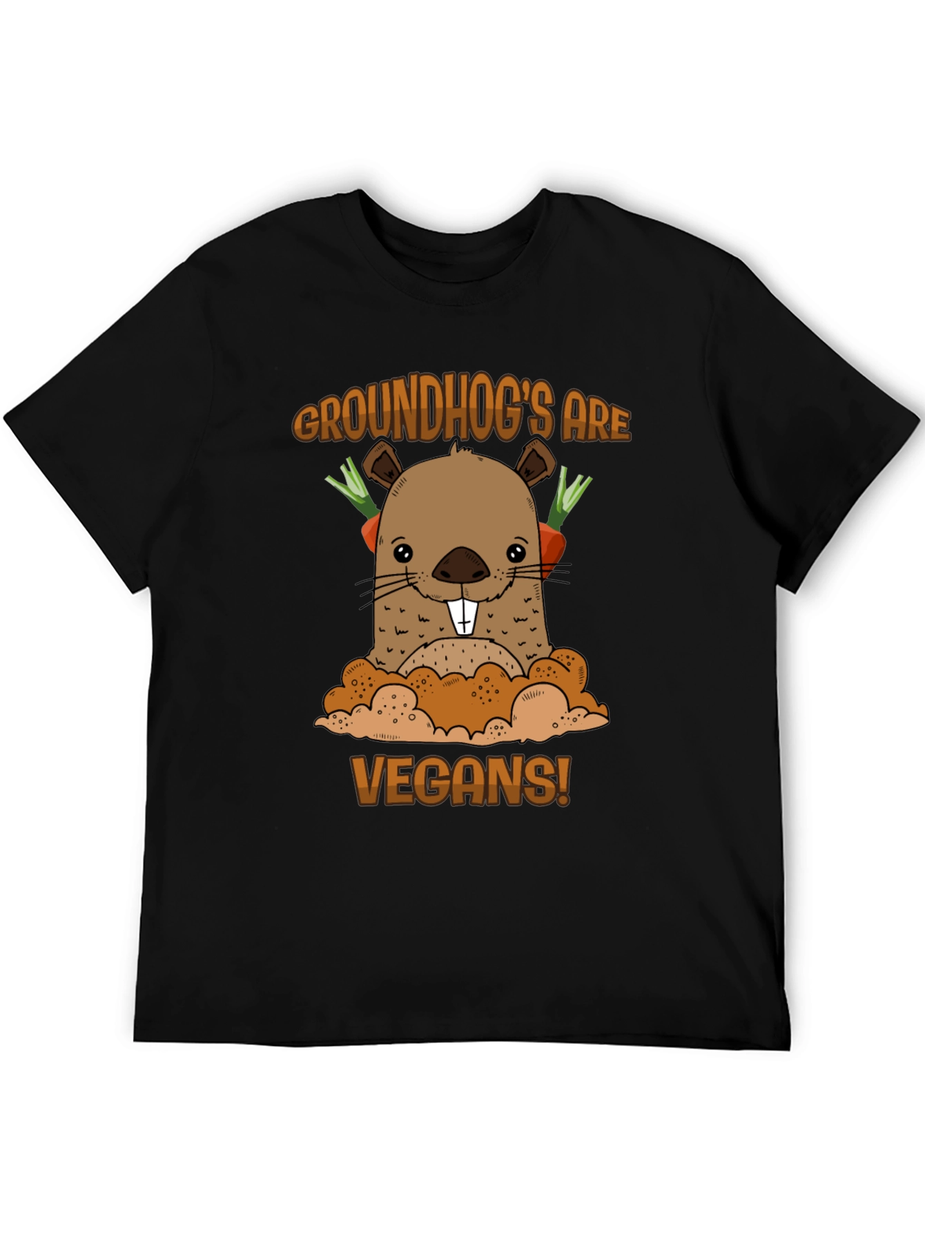 Black Groundhog Vegan T-Shirt - Cute Animal Tee view 5